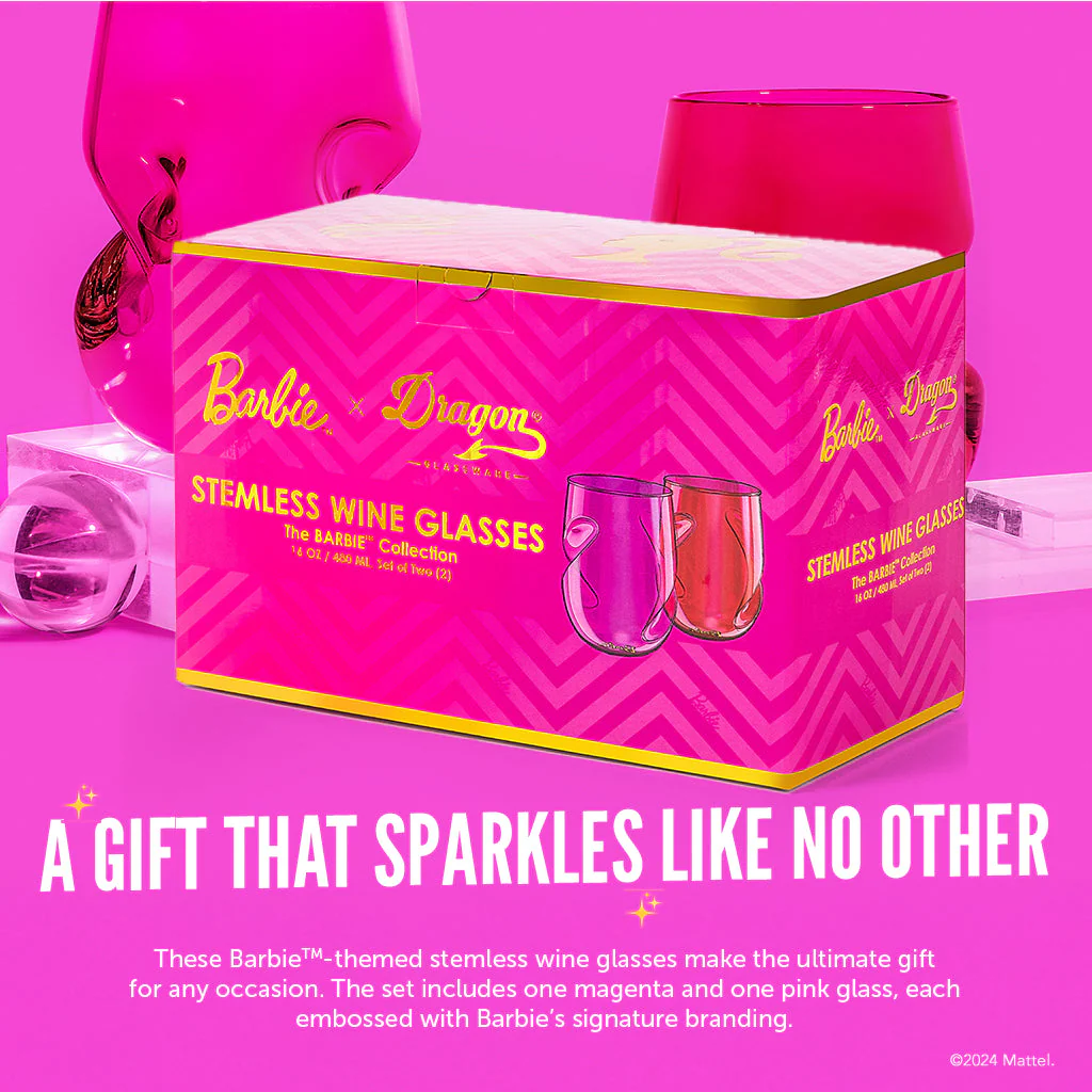Mattel Creations Barbie™ X Dragon Glassware® Stemless Wine Glasses