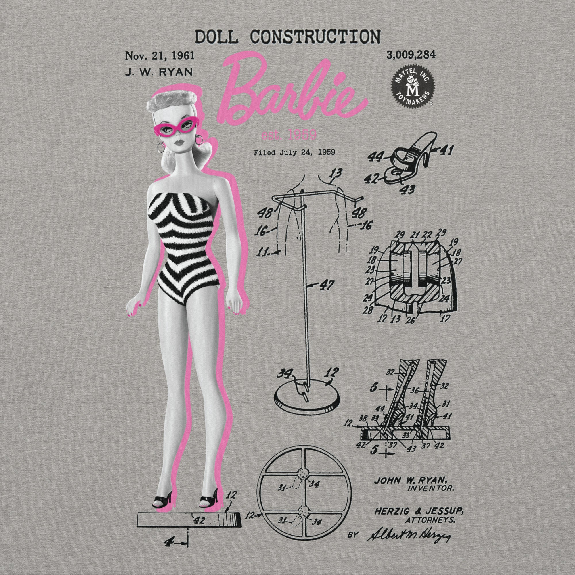 Mattel Creations Barbie Doll Blueprint Grey Hoodie