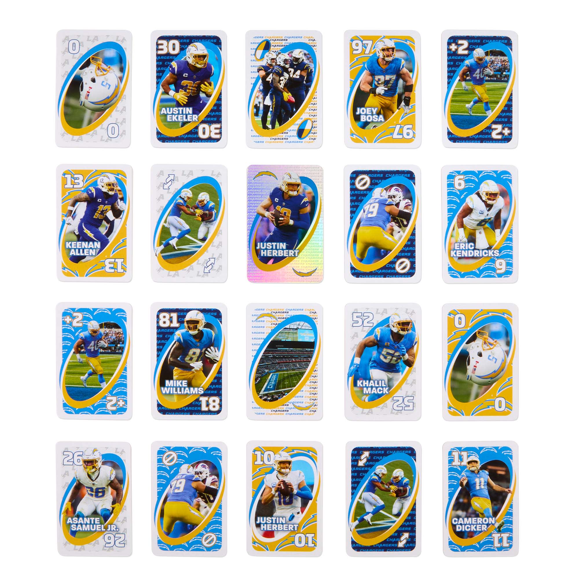 Mattel Creations UNO Fandom NFL Los Angeles Chargers Game Deck