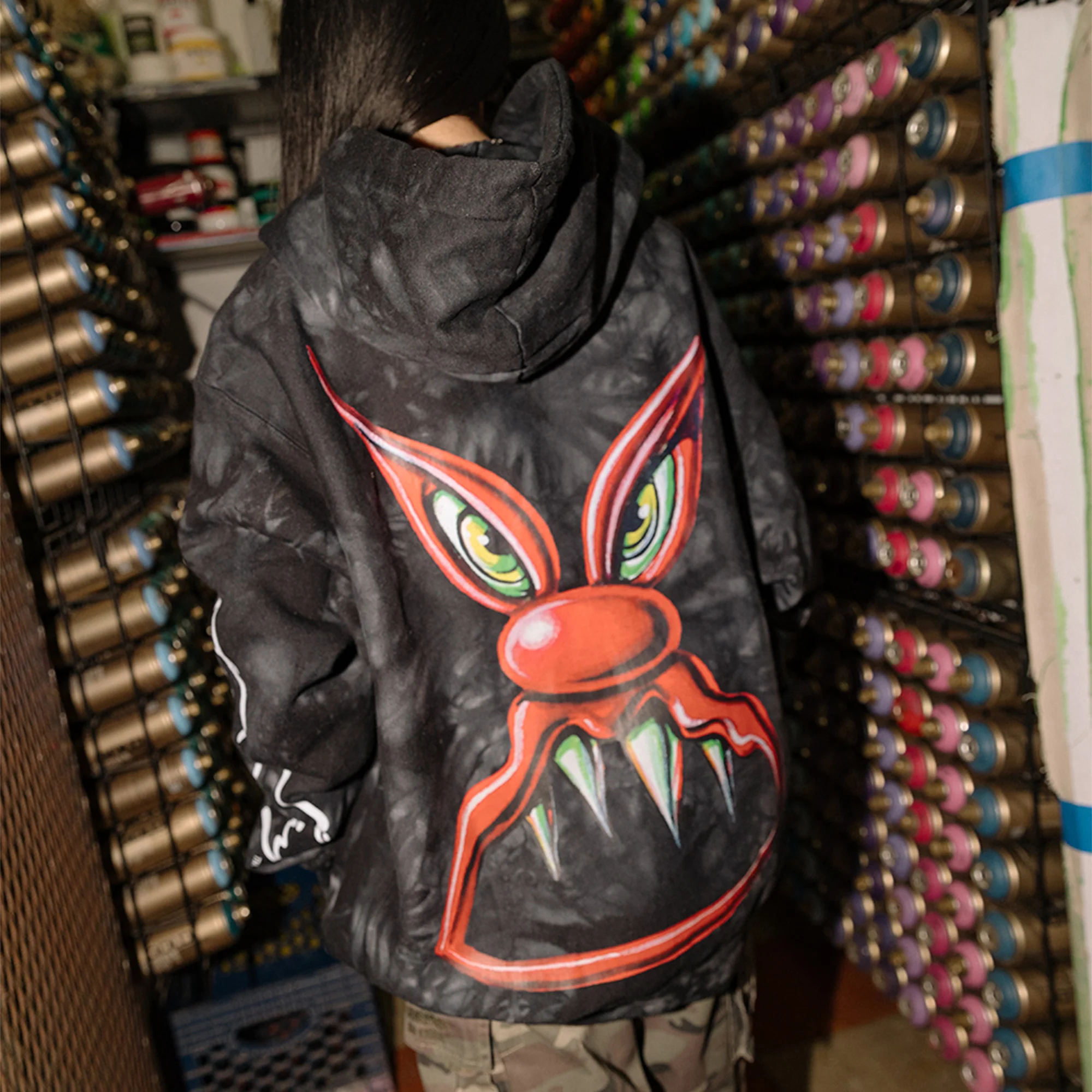 Mattel Creations Hot Wheels x Kenny Scharf Black Tie Dye Hoodie