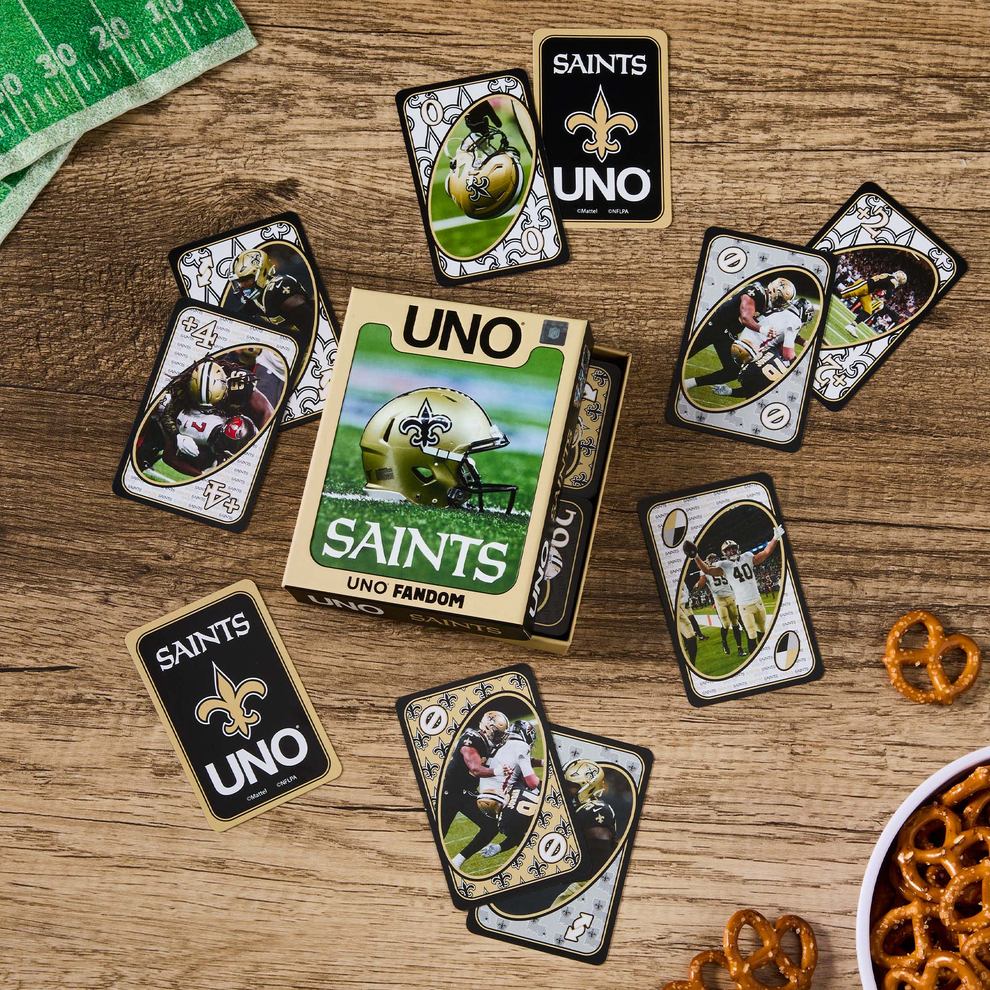 Mattel Creations UNO Fandom NFL New Orleans Saints Game Deck