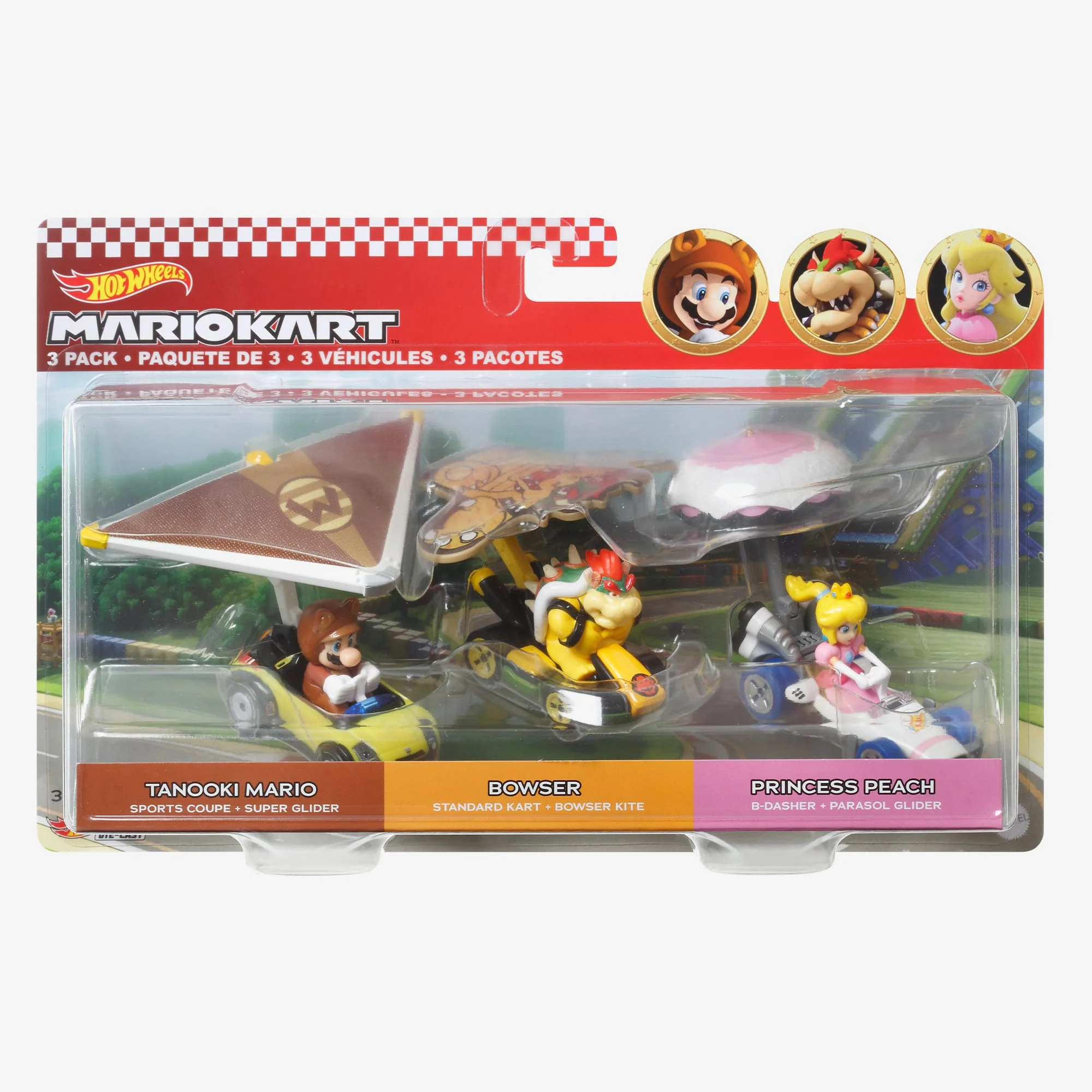 Mattel Creations Hot Wheels MARIOKART Vehicle + Glider, Set of 3