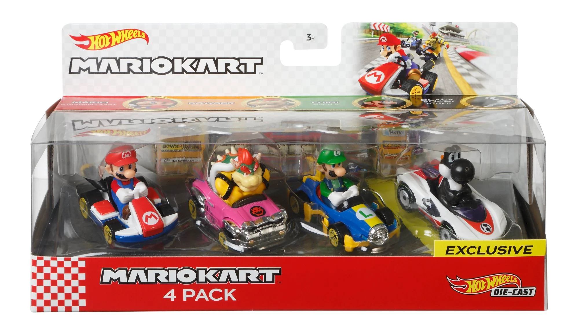 Mattel Creations Hot Wheels Mario Kart Characters and Die-Cast Kart Vehicles, Set of 4
