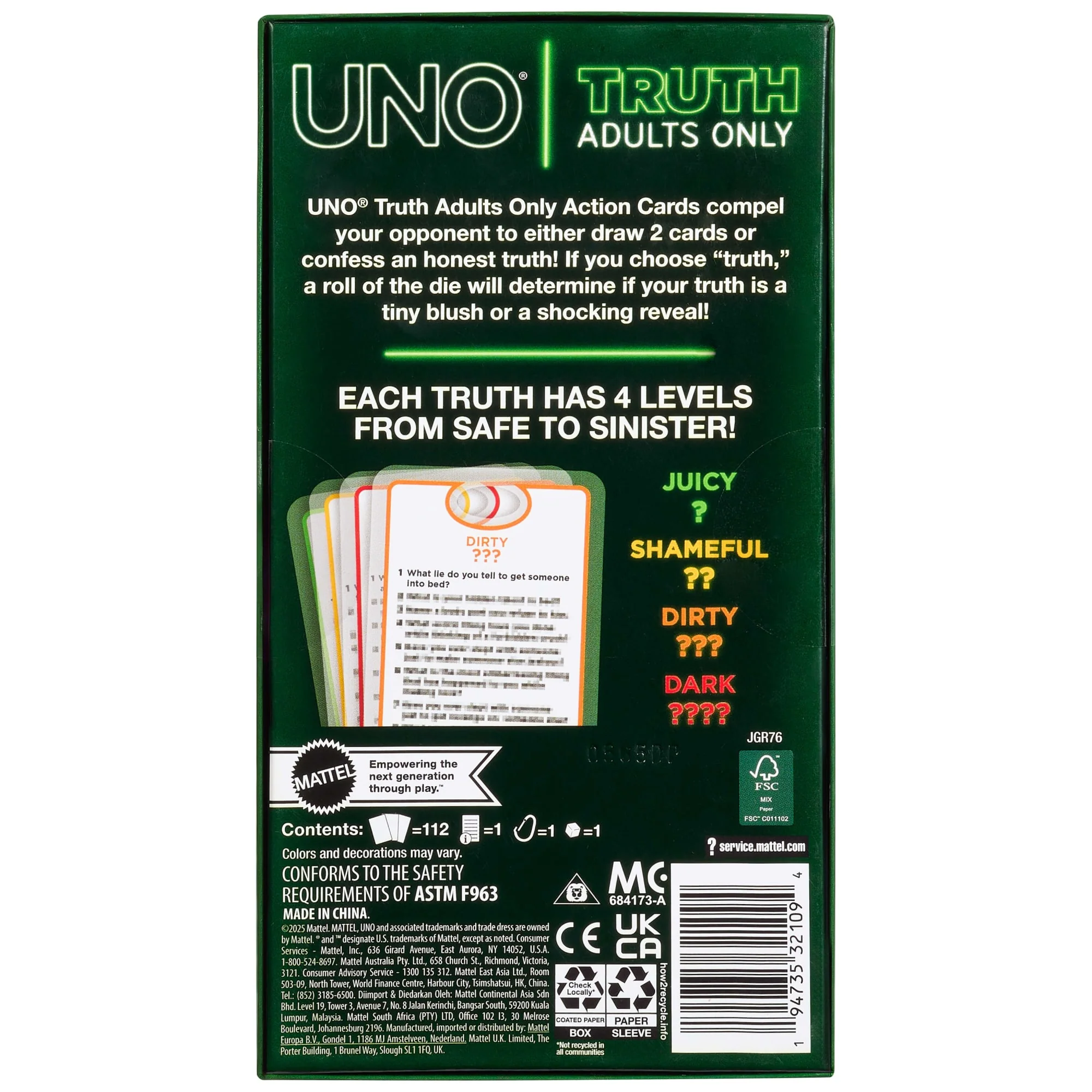 Mattel Creations UNO Truth Adults Only