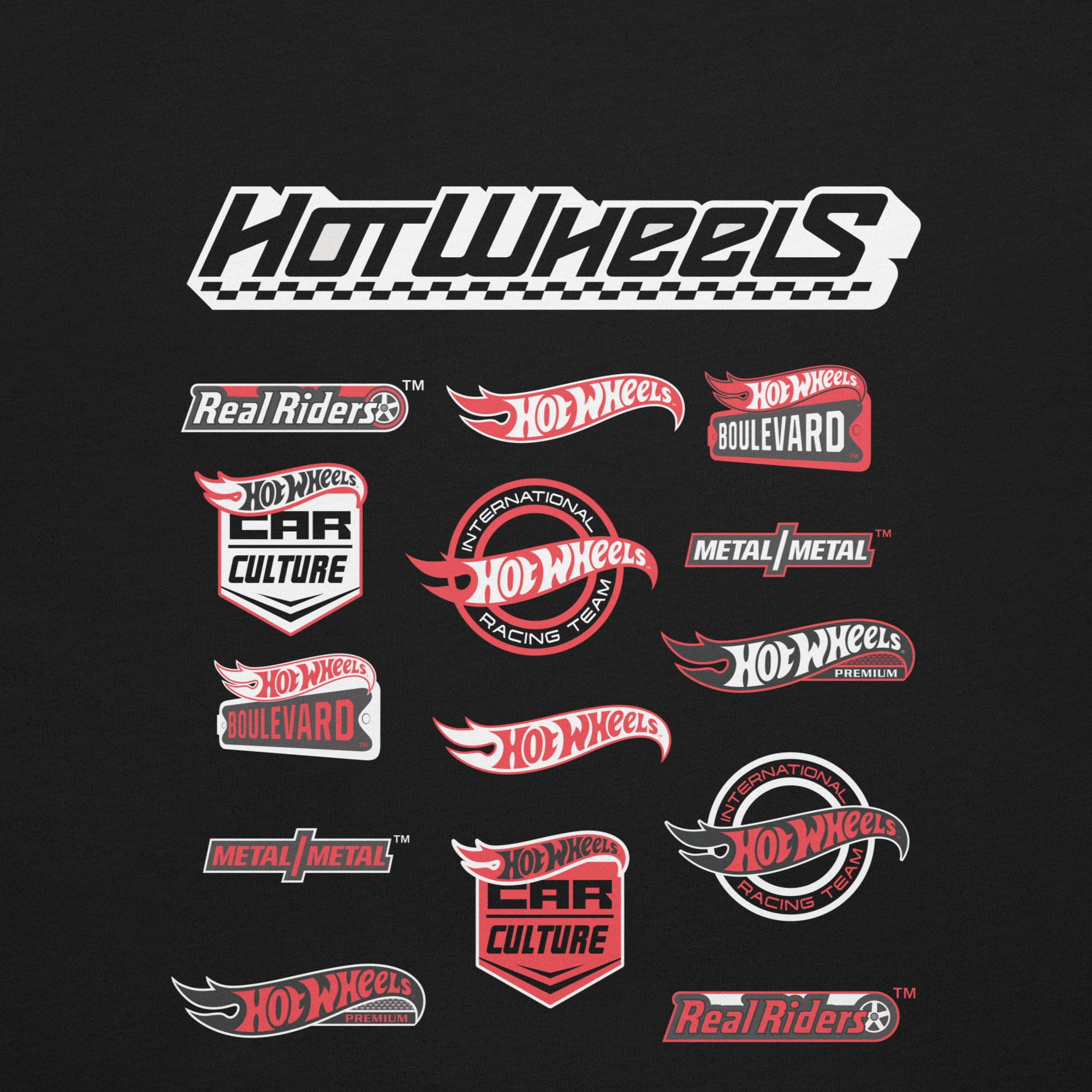 Mattel Creations Hot Wheels High Performance Racing Embroidered Black T-Shirt