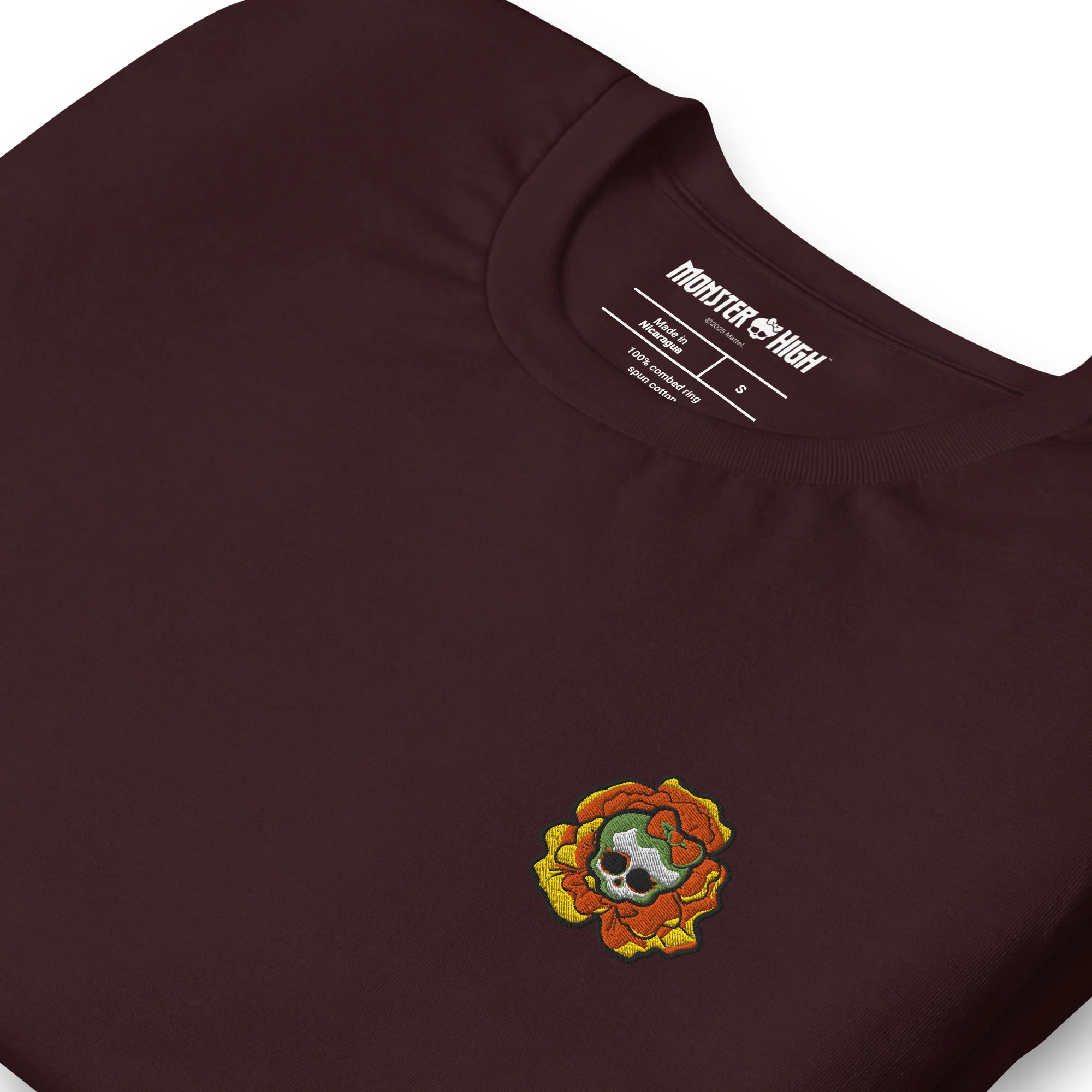 Mattel Creations Monster High Skelita Día de Muertos Embroidered Oxblood T-Shirt