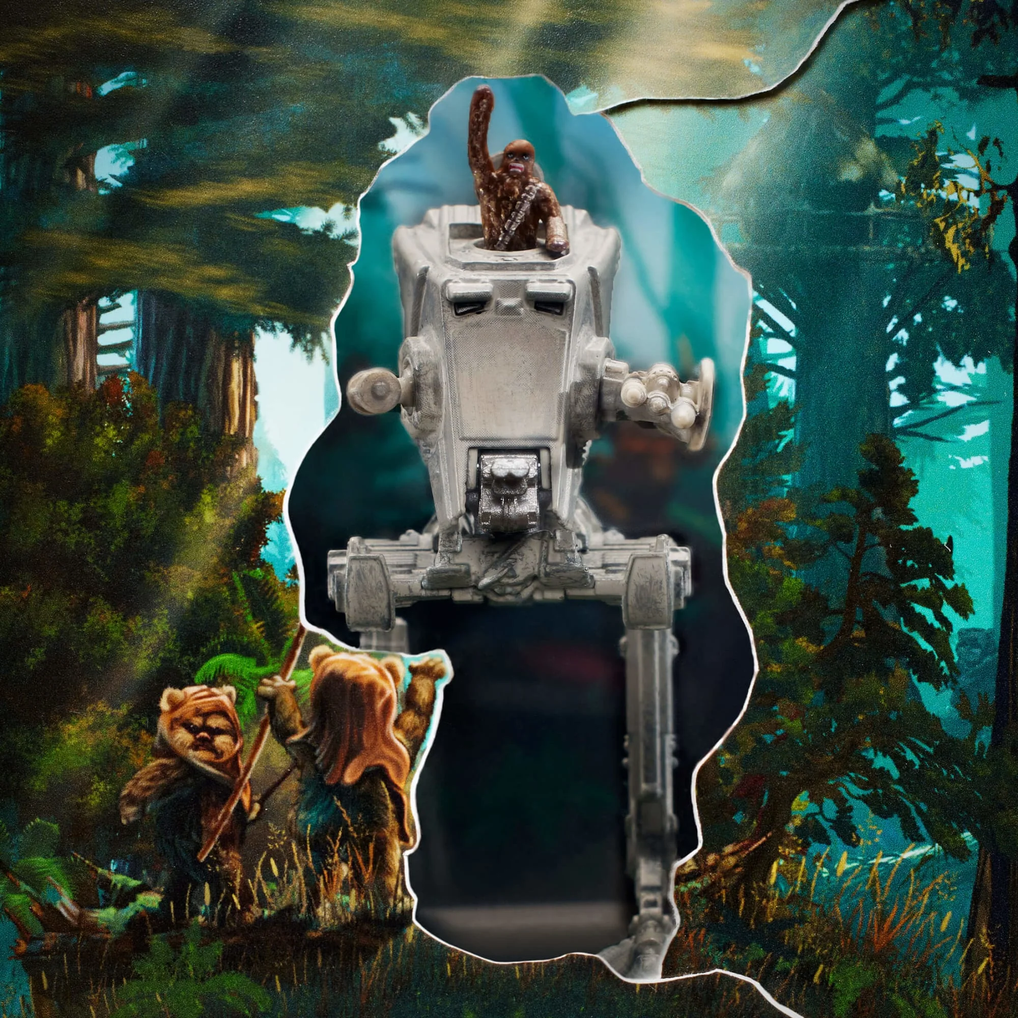 Mattel Creations Star Wars Starships Select AT-ST With Chewbacca