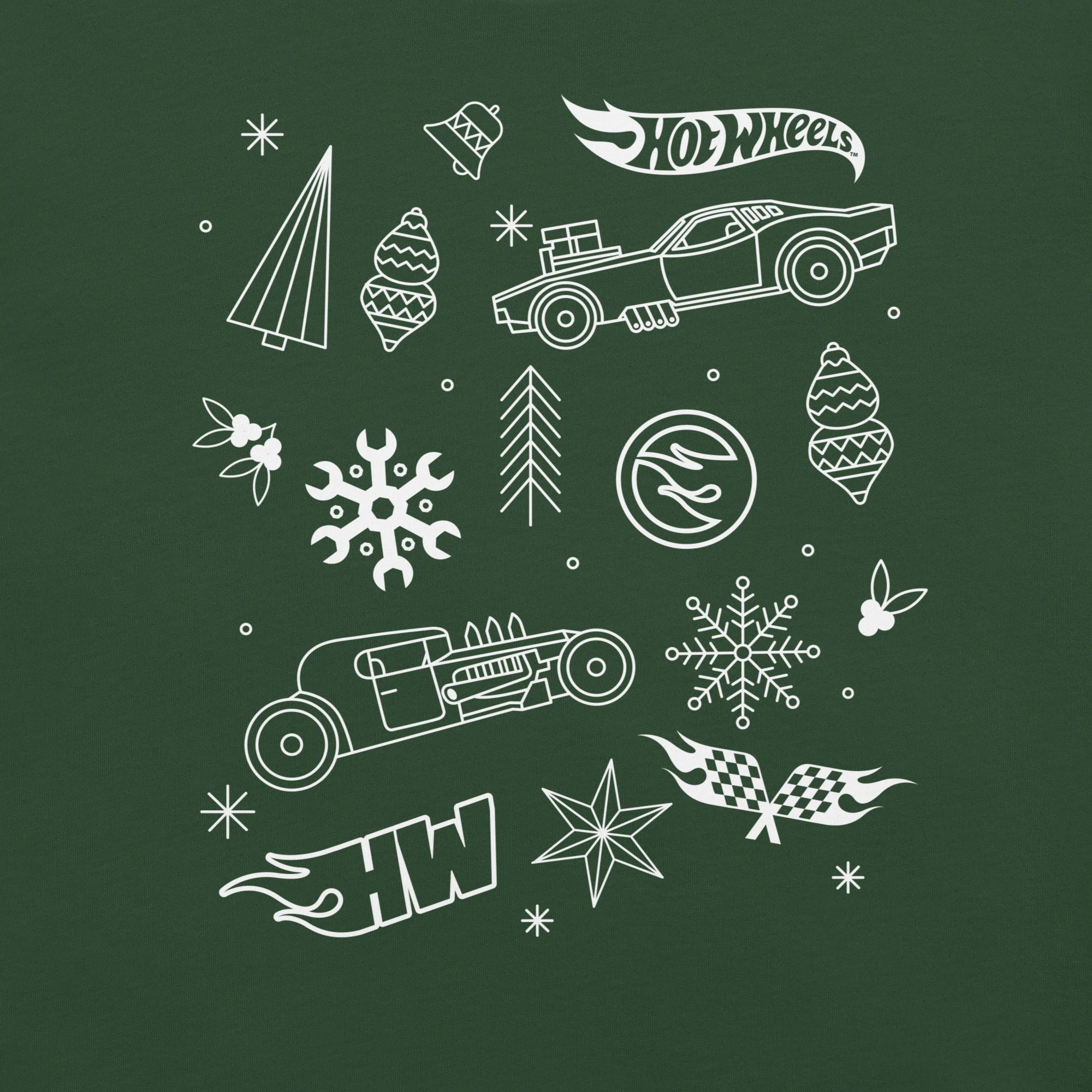 Mattel Creations Hot Wheels Holiday Icons Green T-Shirt