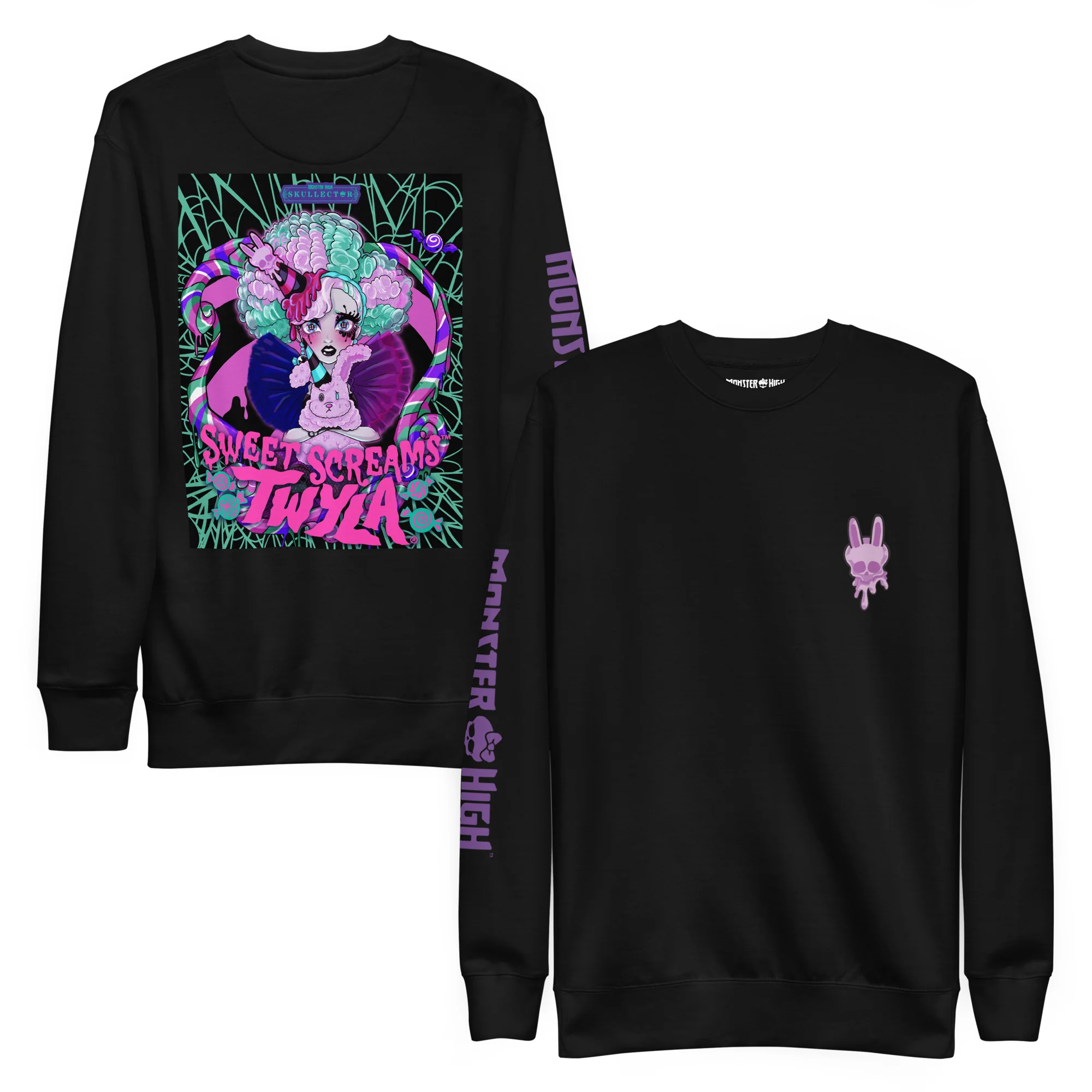 Mattel Creations Monster High Sweet Scream Twyla Embroidered Black Sweatshirt