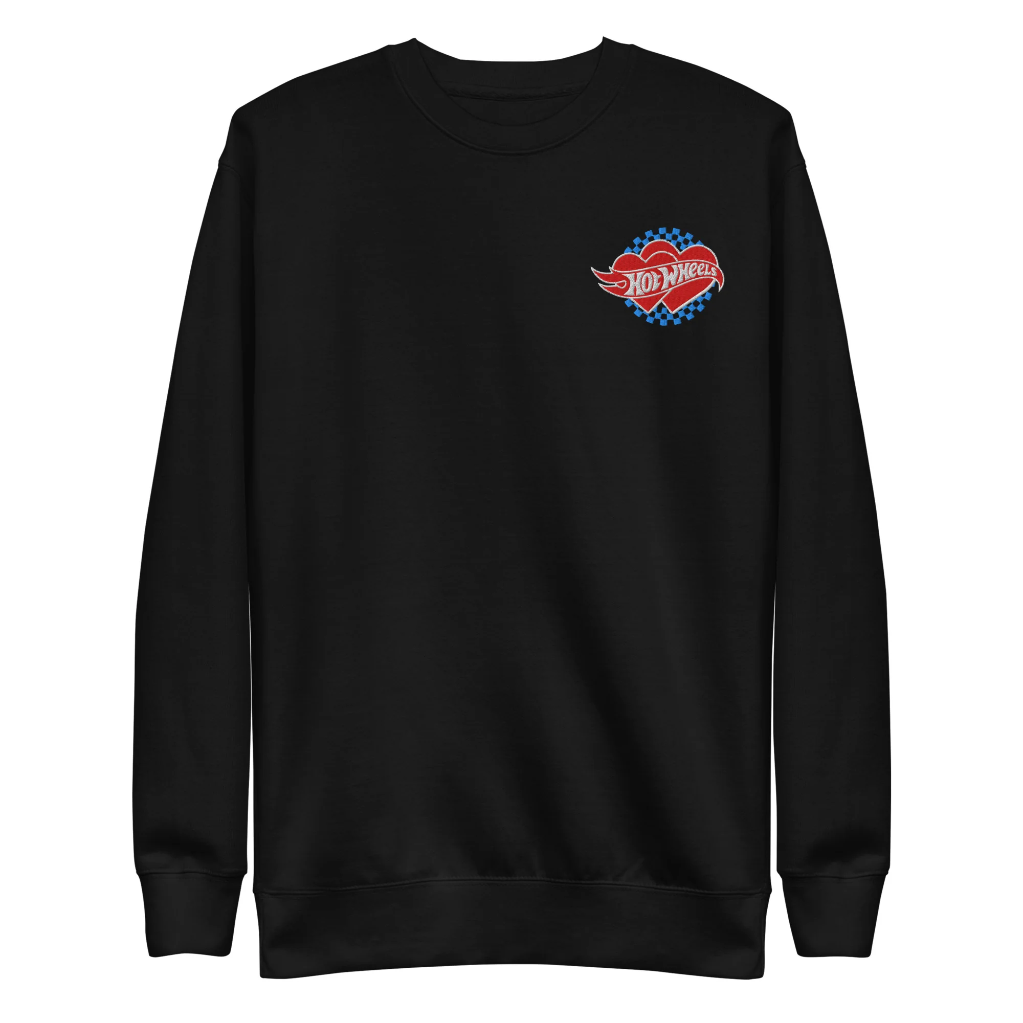 Mattel Creations Hot Wheels Embroidered Checkered Hearts Sweatshirt