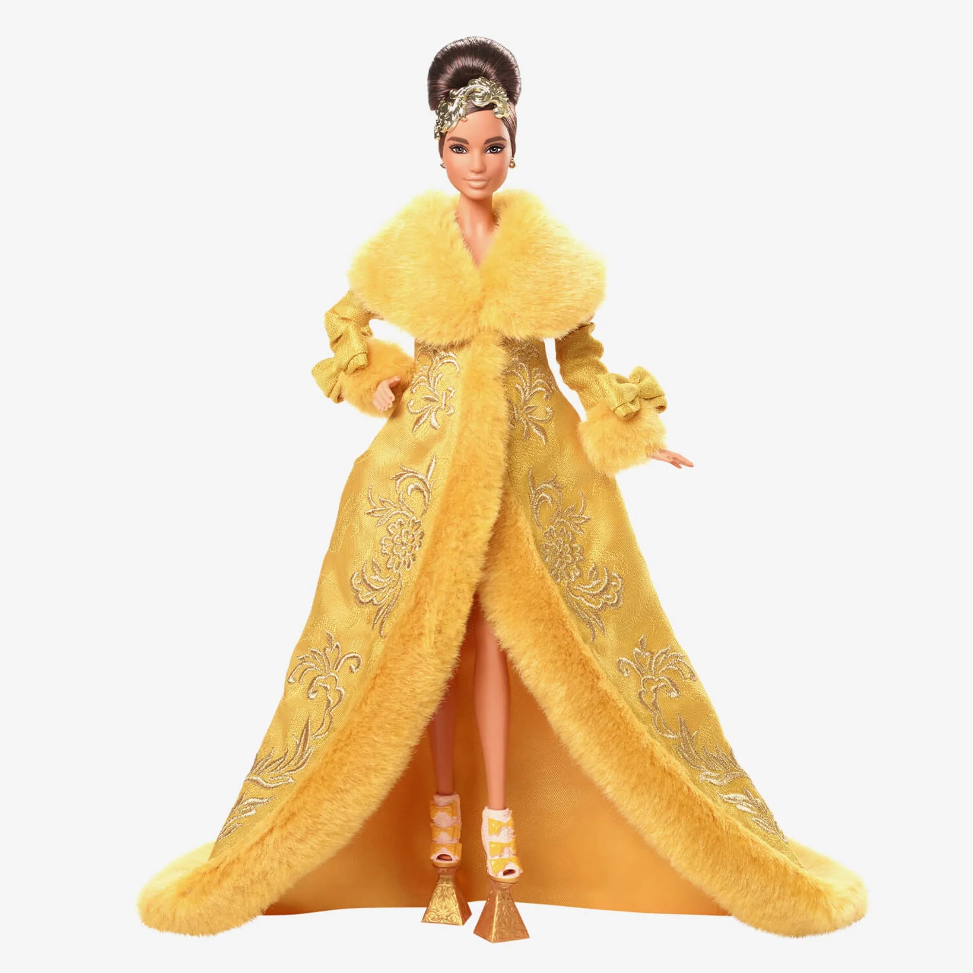 Mattel Creations Guo Pei Barbie Doll Wearing Golden-Yellow Gown