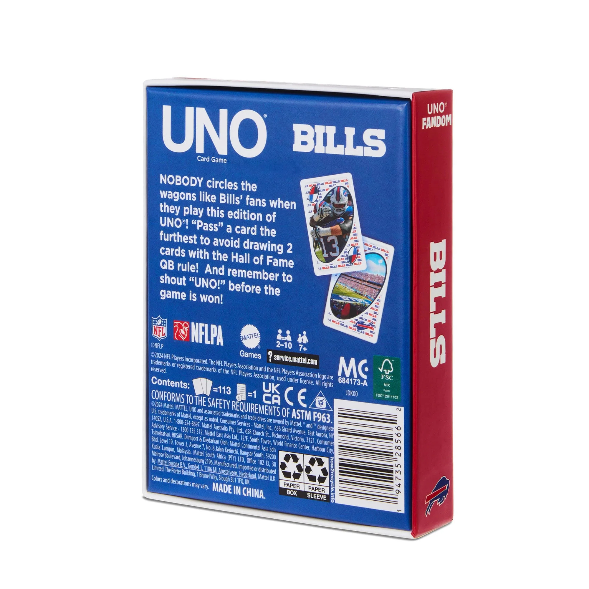 Mattel Creations UNO Fandom NFL Buffalo Bills Game Deck