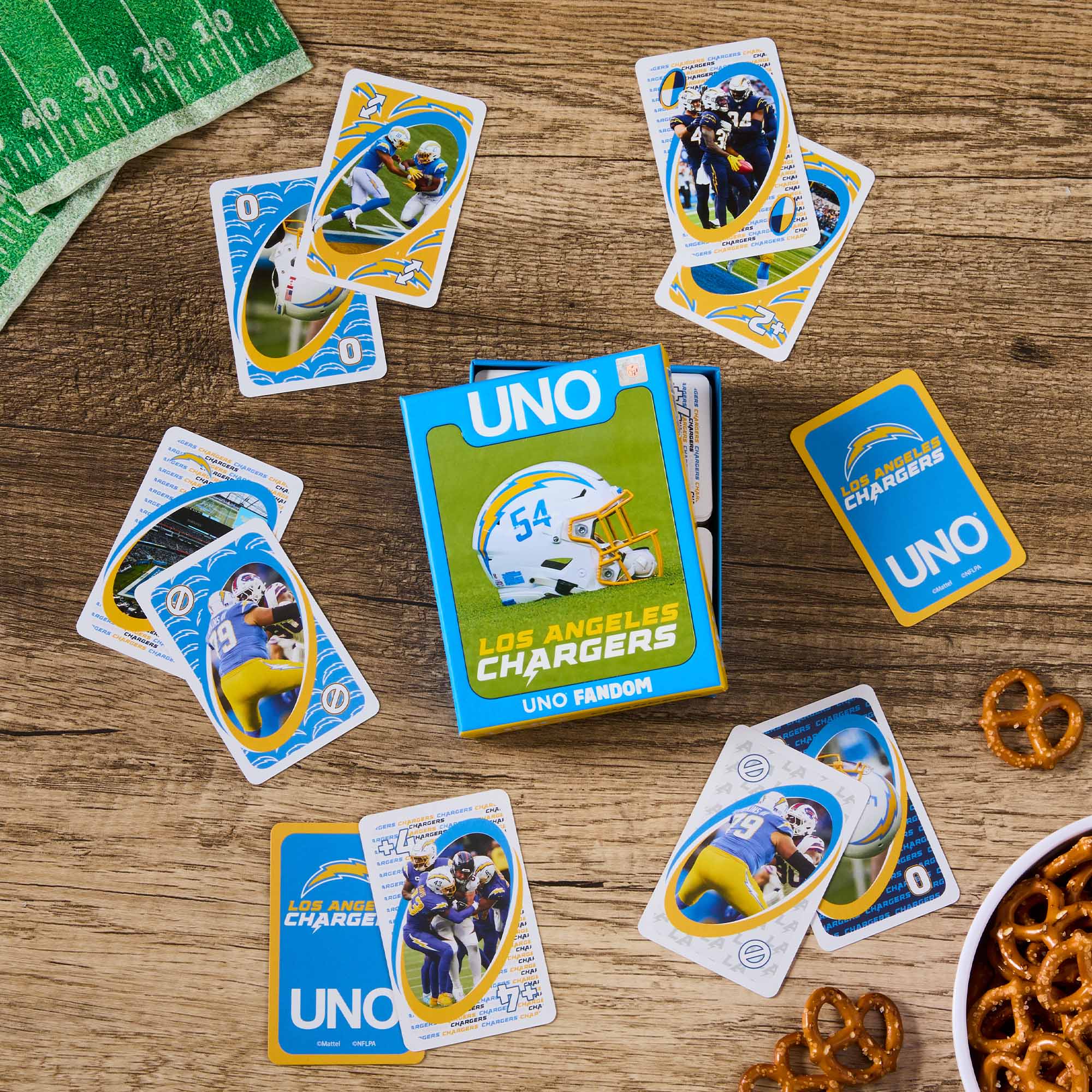 Mattel Creations UNO Fandom NFL Los Angeles Chargers Game Deck