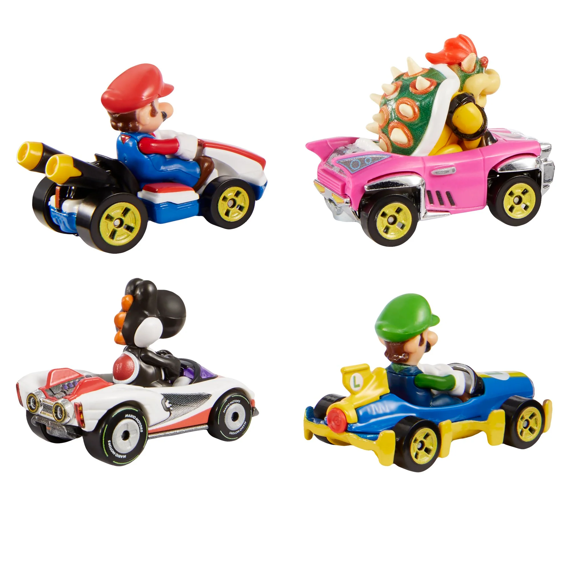Mattel Creations Hot Wheels Mario Kart Characters and Die-Cast Kart Vehicles, Set of 4