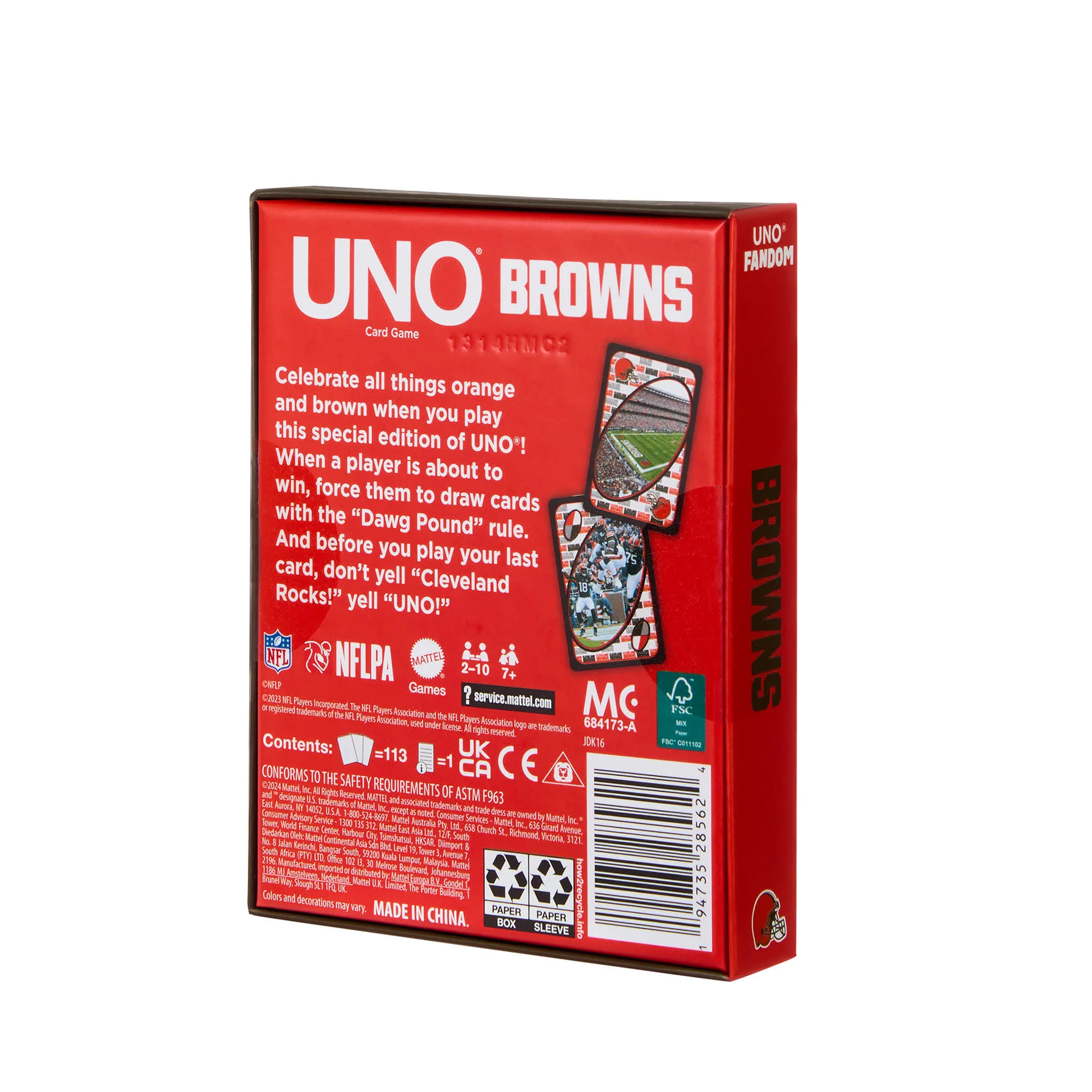 Mattel Creations UNO Fandom NFL Cleveland Browns Game Deck