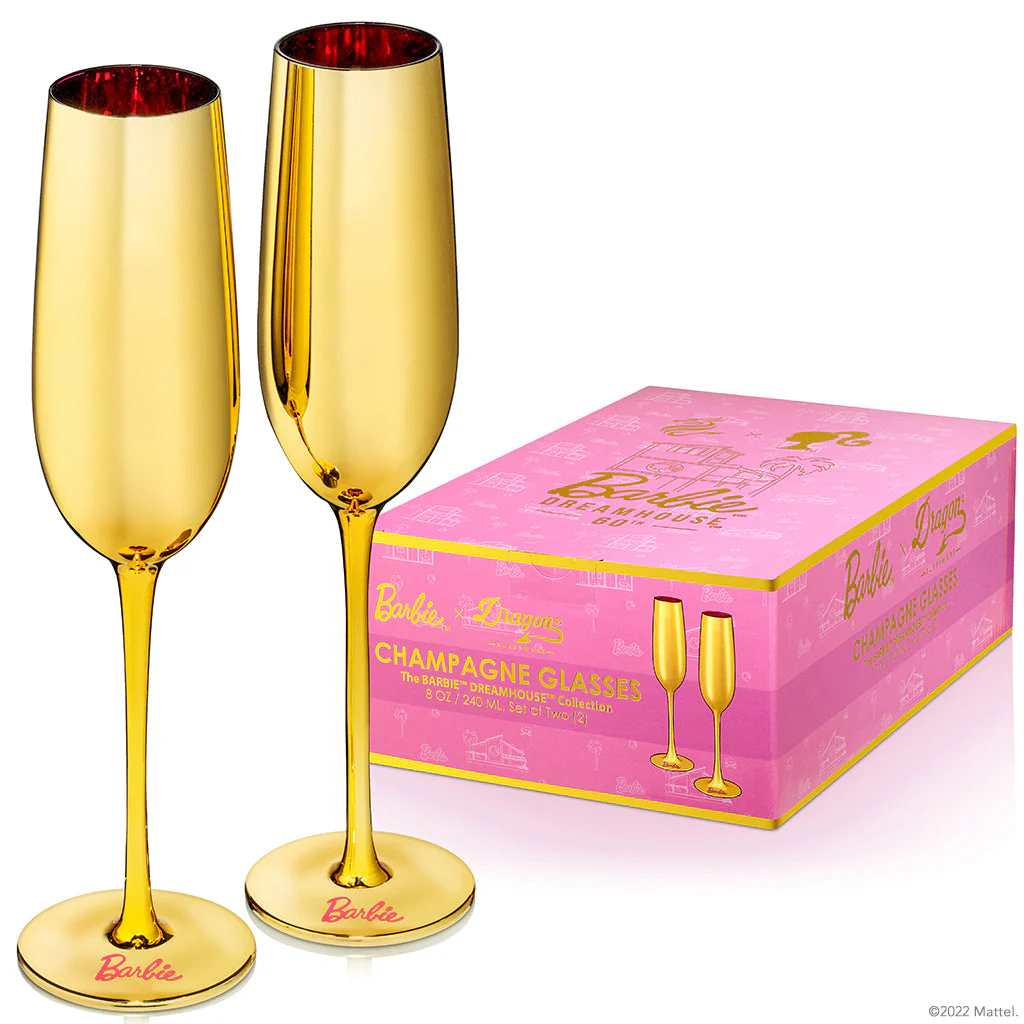 Mattel Creations Barbie™ X Dragon Glassware® Dreamhouse™ Champagne Flutes