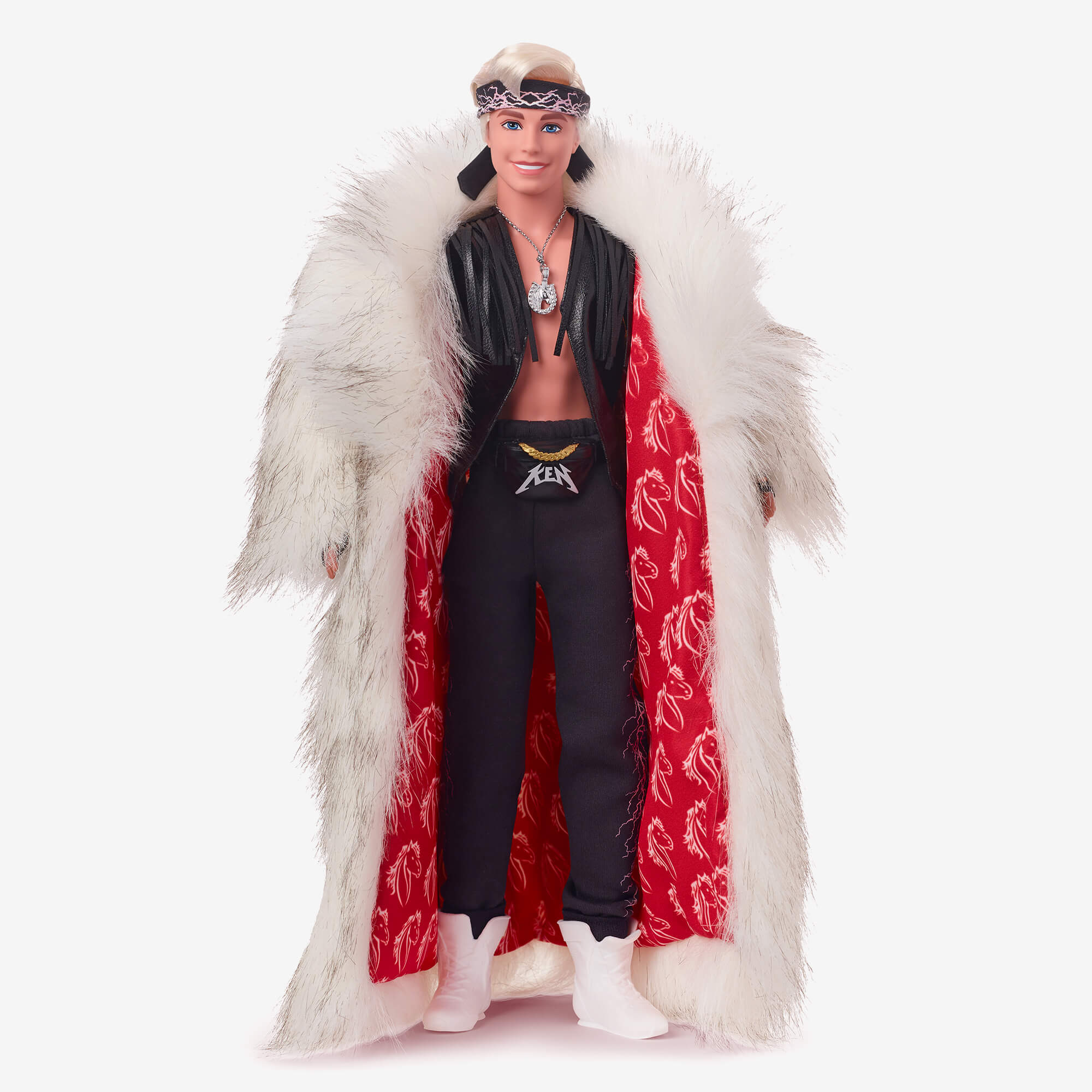 Mattel Creations Ken Doll in Faux Fur Coat and Black Fringe Vest – Barbie The Movie