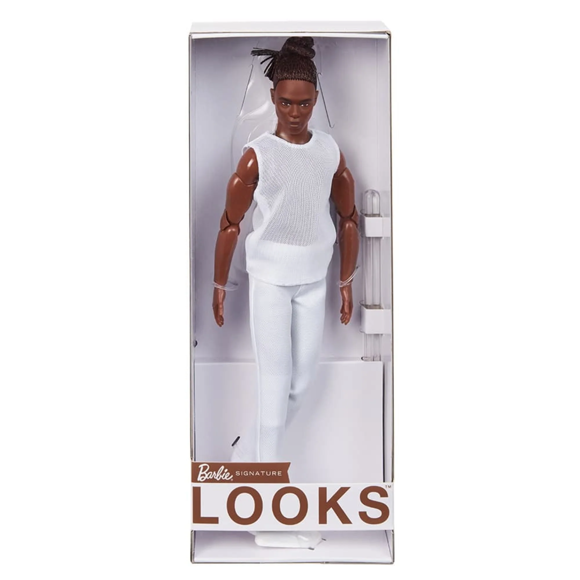 Mattel Creations Barbie Looks Ken Doll (Brunette with Braids & Bun Hairstyle)