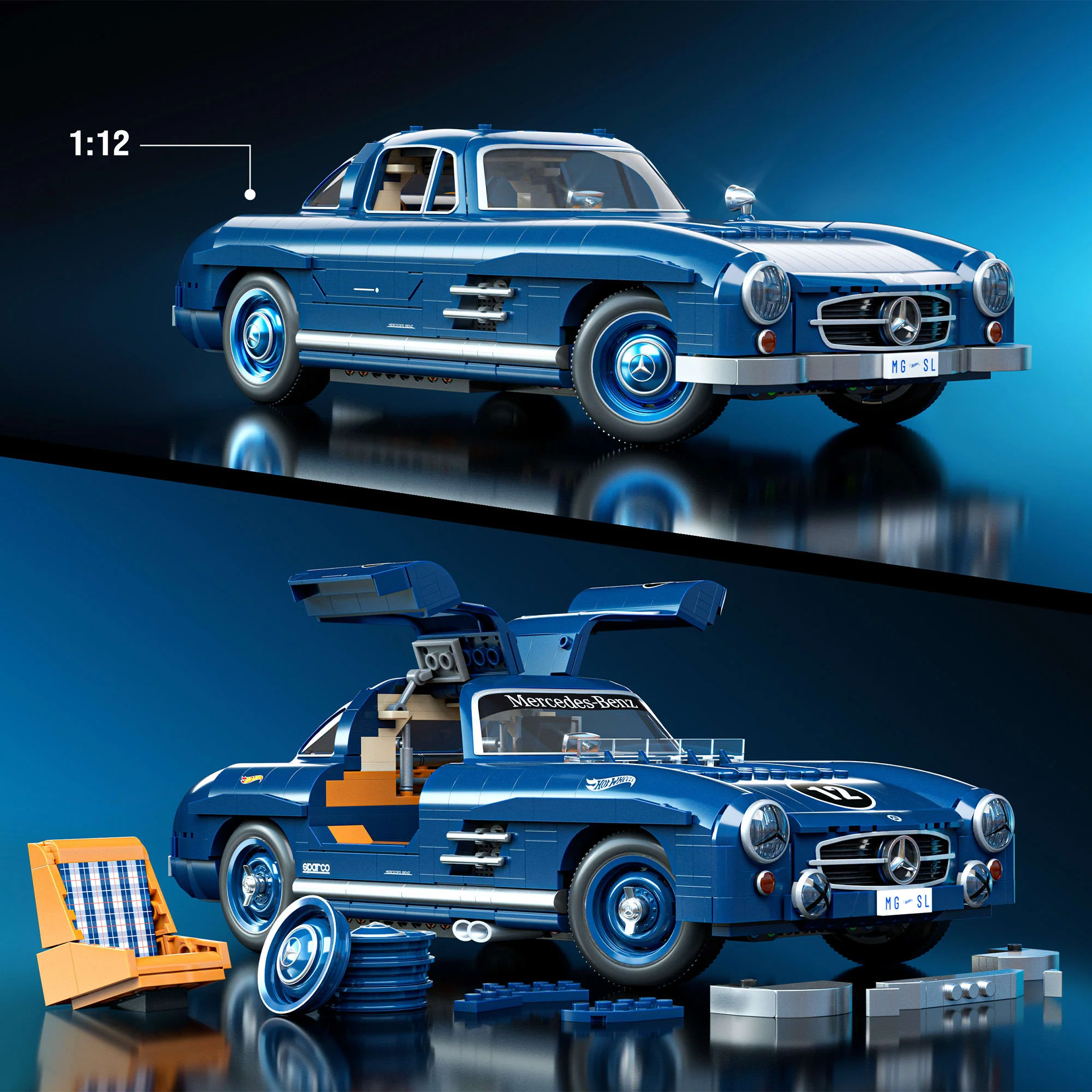 Mattel Creations Mattel Brick Shop Hot Wheels Mercedes-Benz 300 SL Building Set