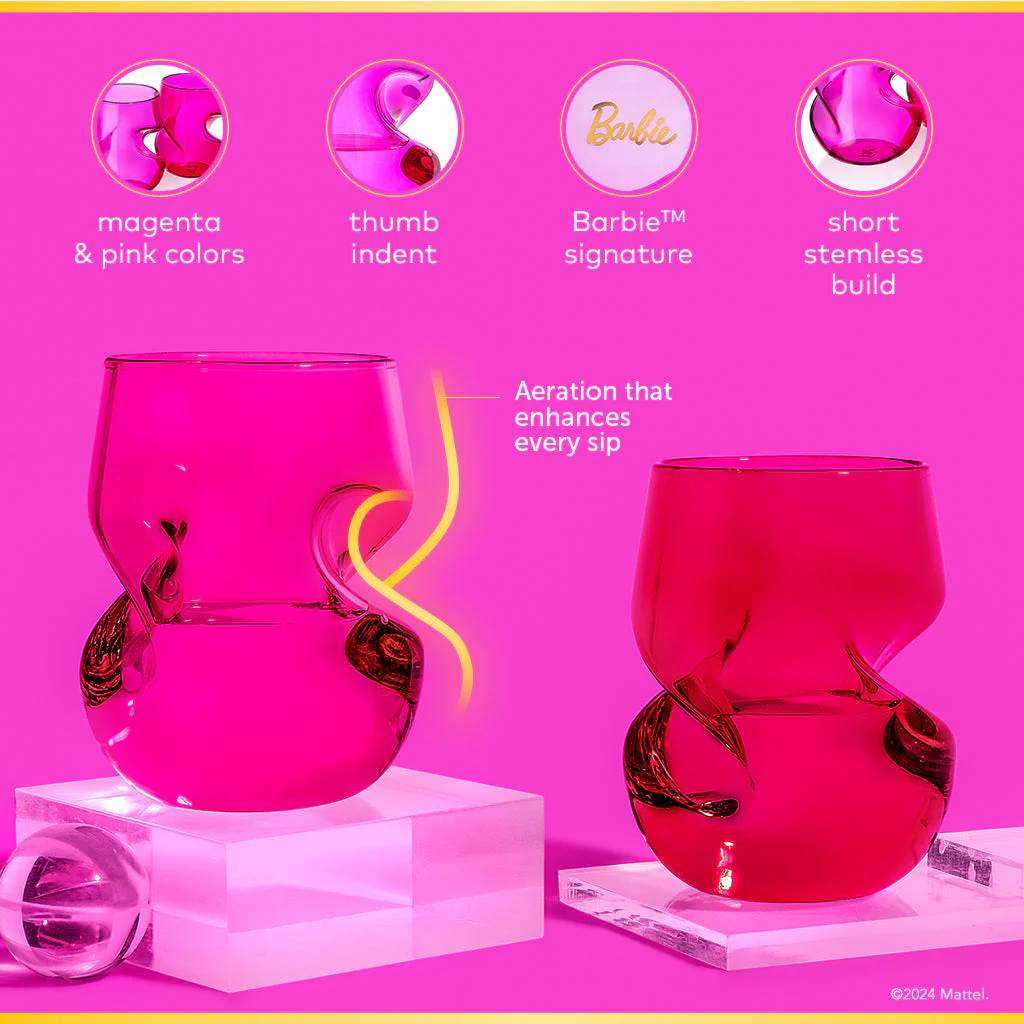 Mattel Creations Barbie™ X Dragon Glassware® Stemless Wine Glasses