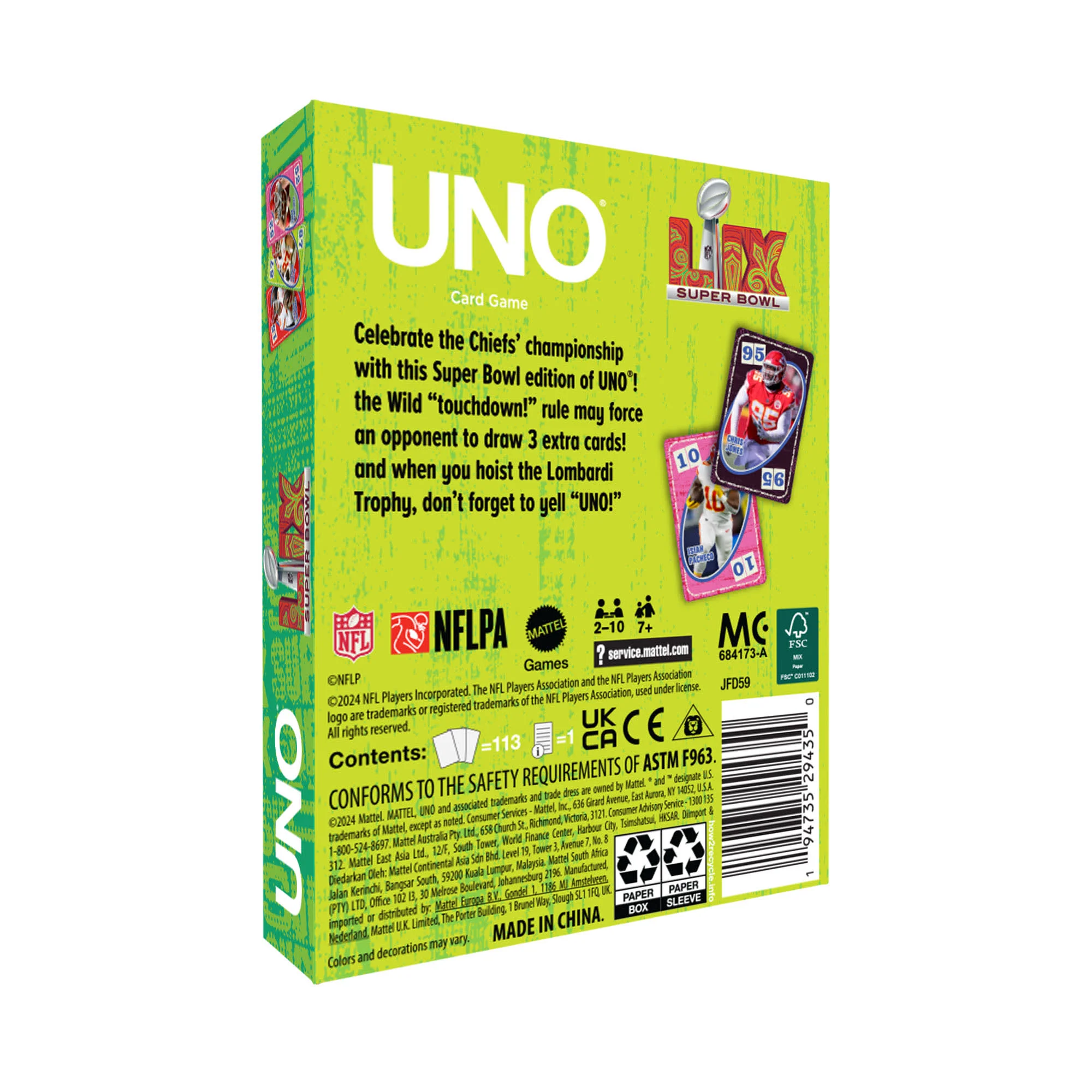 Mattel Creations UNO Fandom x Super Bowl LIX Chiefs Card Game