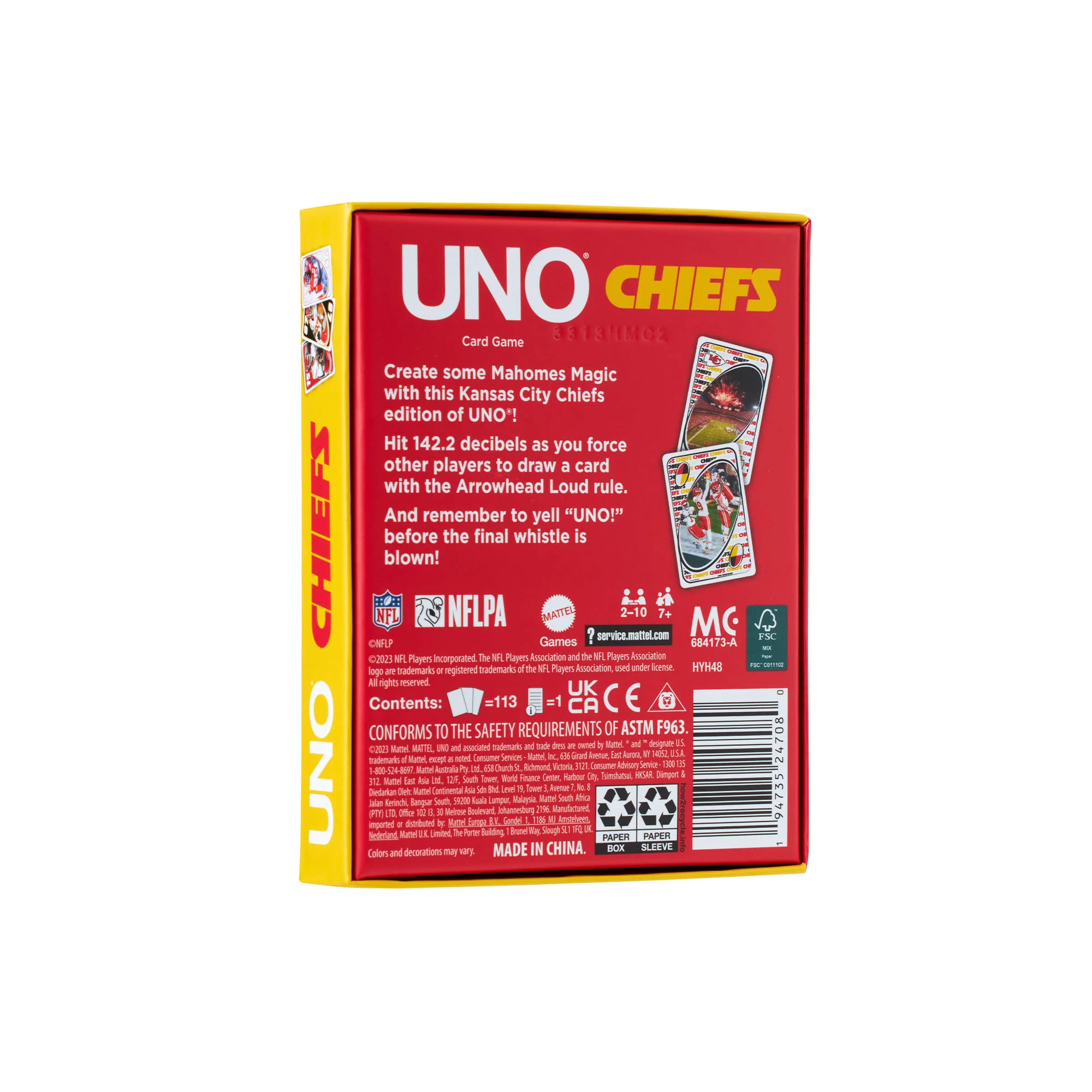 Mattel Creations UNO Fandom NFL Kansas City Chiefs Game Deck