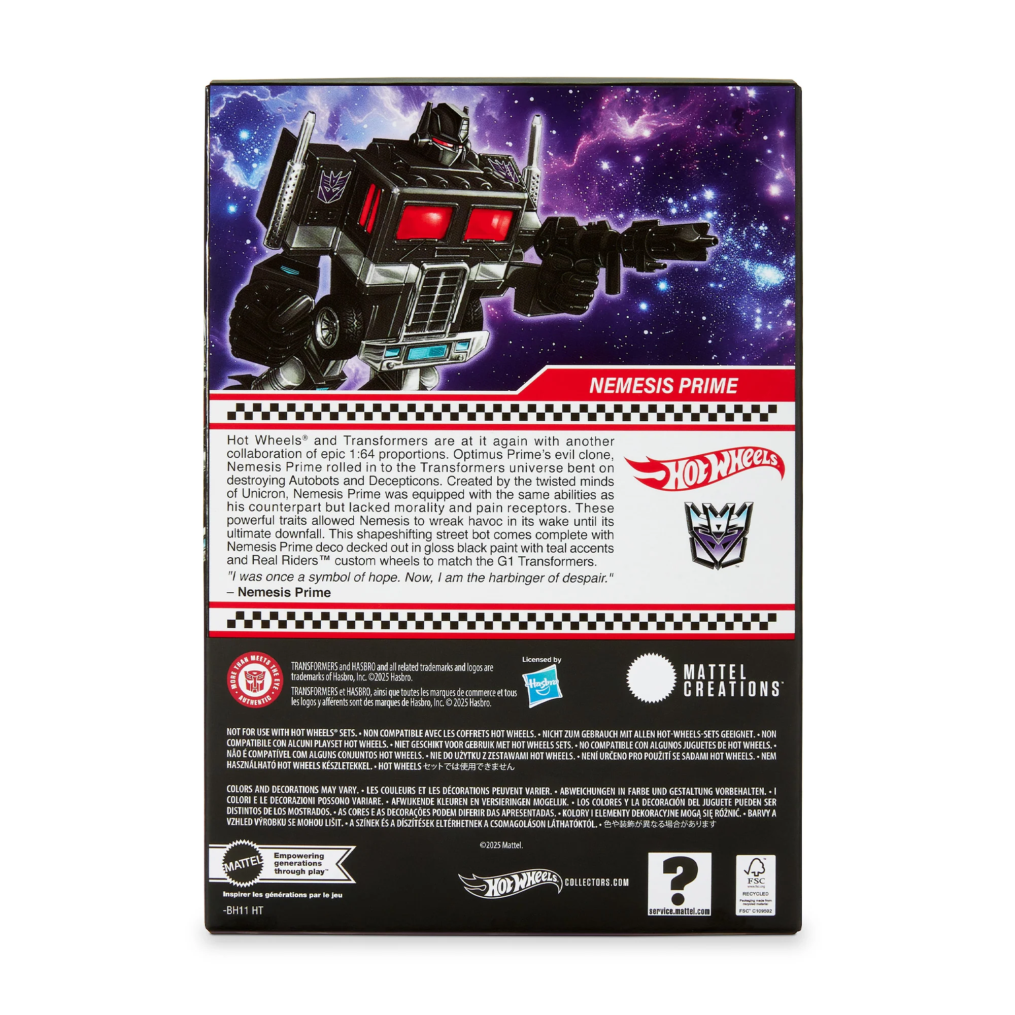 Mattel Creations Hot Wheels Transformers Nemesis Prime