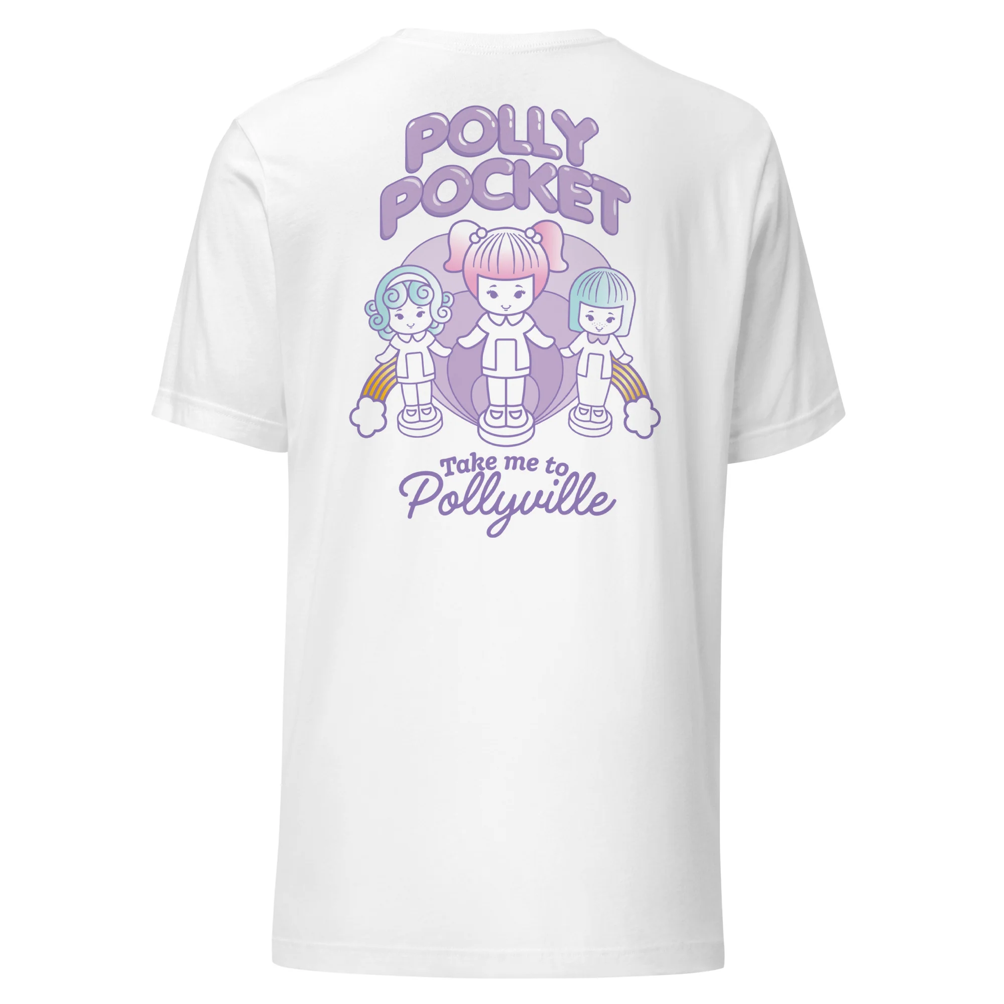 Mattel Creations Polly Pocket Take Me To Pollyville Embroidered White T-Shirt