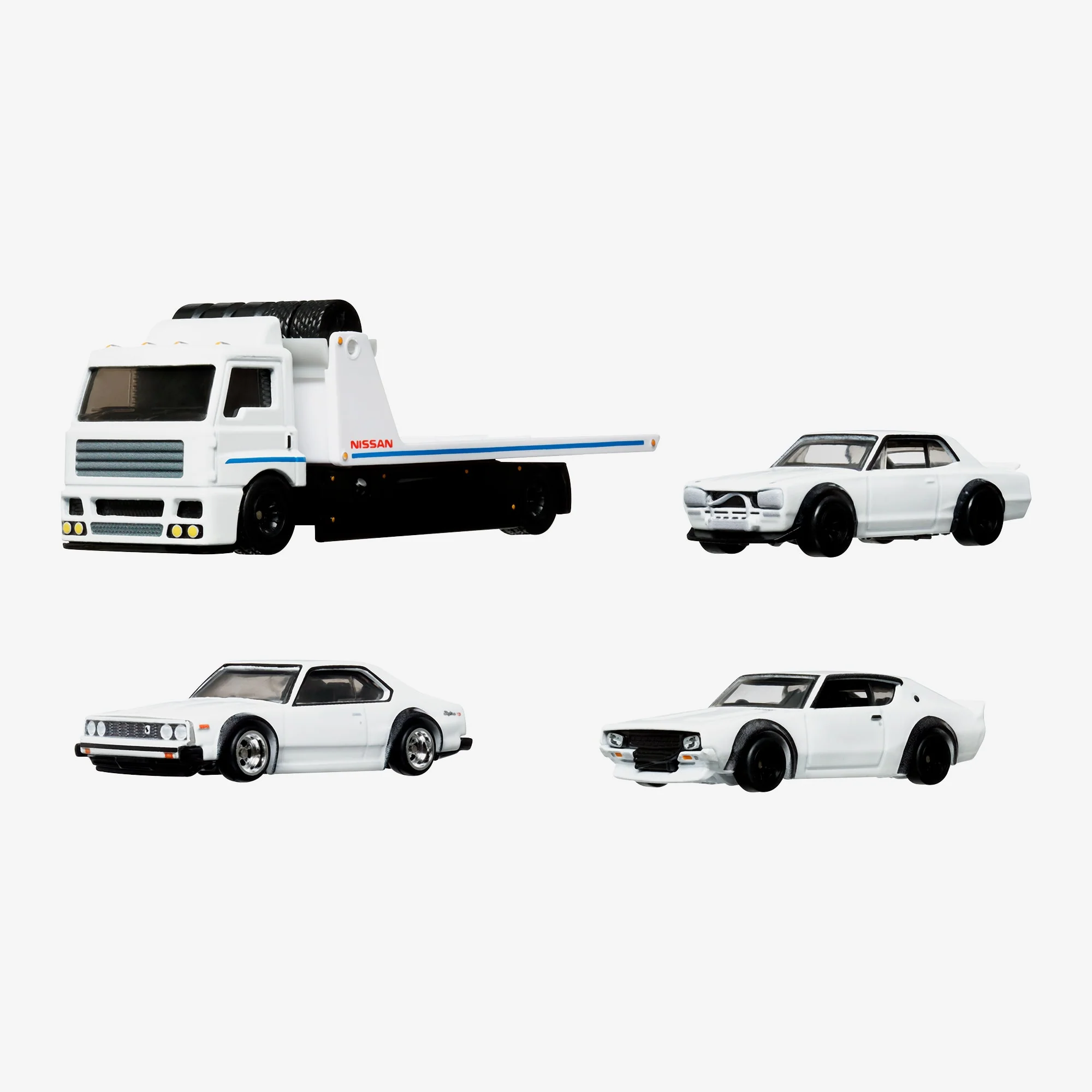 Mattel Creations Hot Wheels Premium Collector Set, 3 Nissan Skyline Cars & 1 Transporter