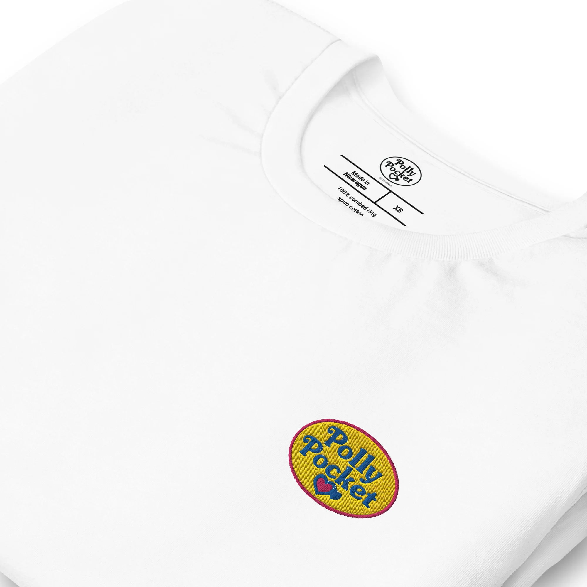 Mattel Creations Polly Pocket Take Me To Pollyville Embroidered White T-Shirt