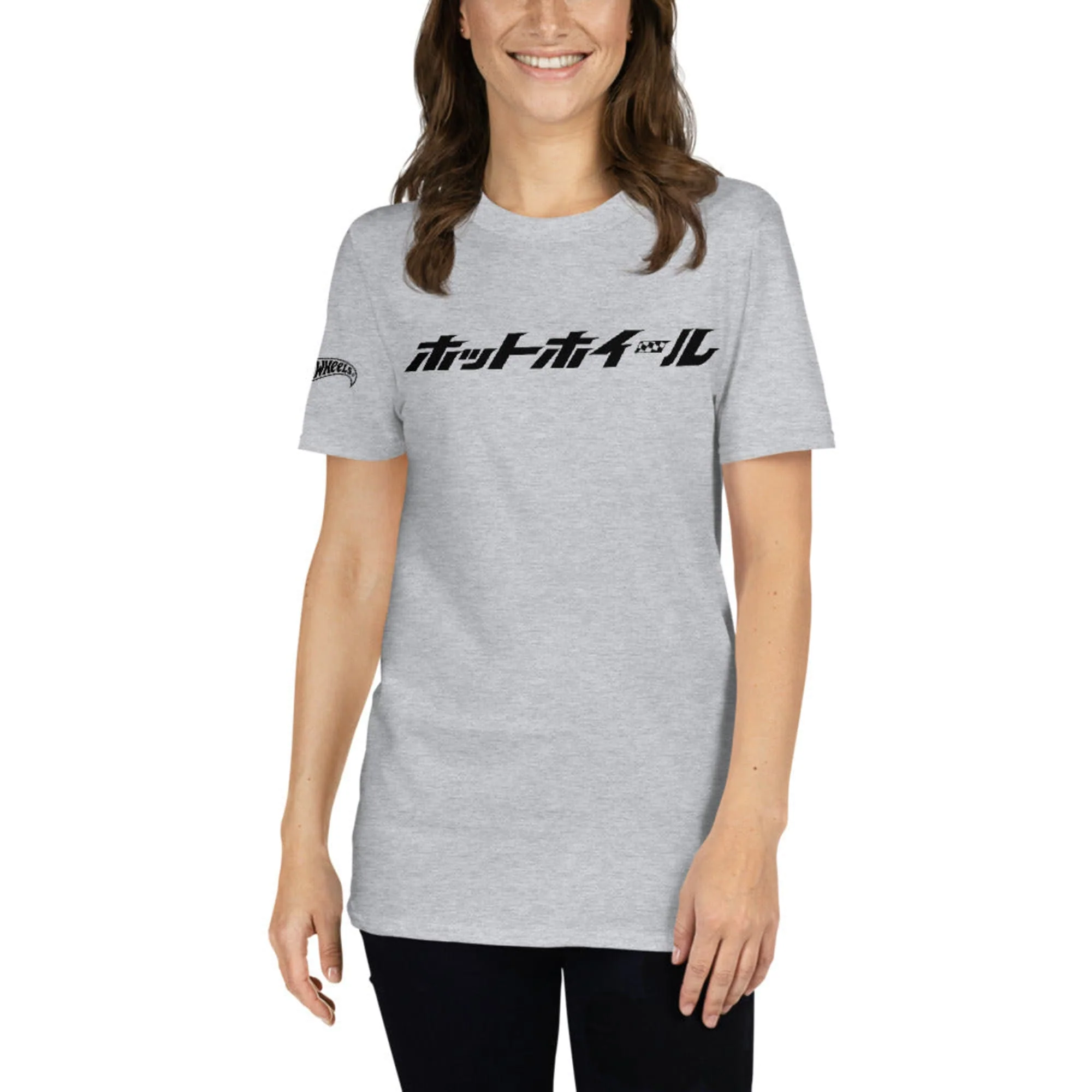 Mattel Creations Hot Wheels Japanese Logo Short-Sleeve Sport Grey Unisex T-Shirt