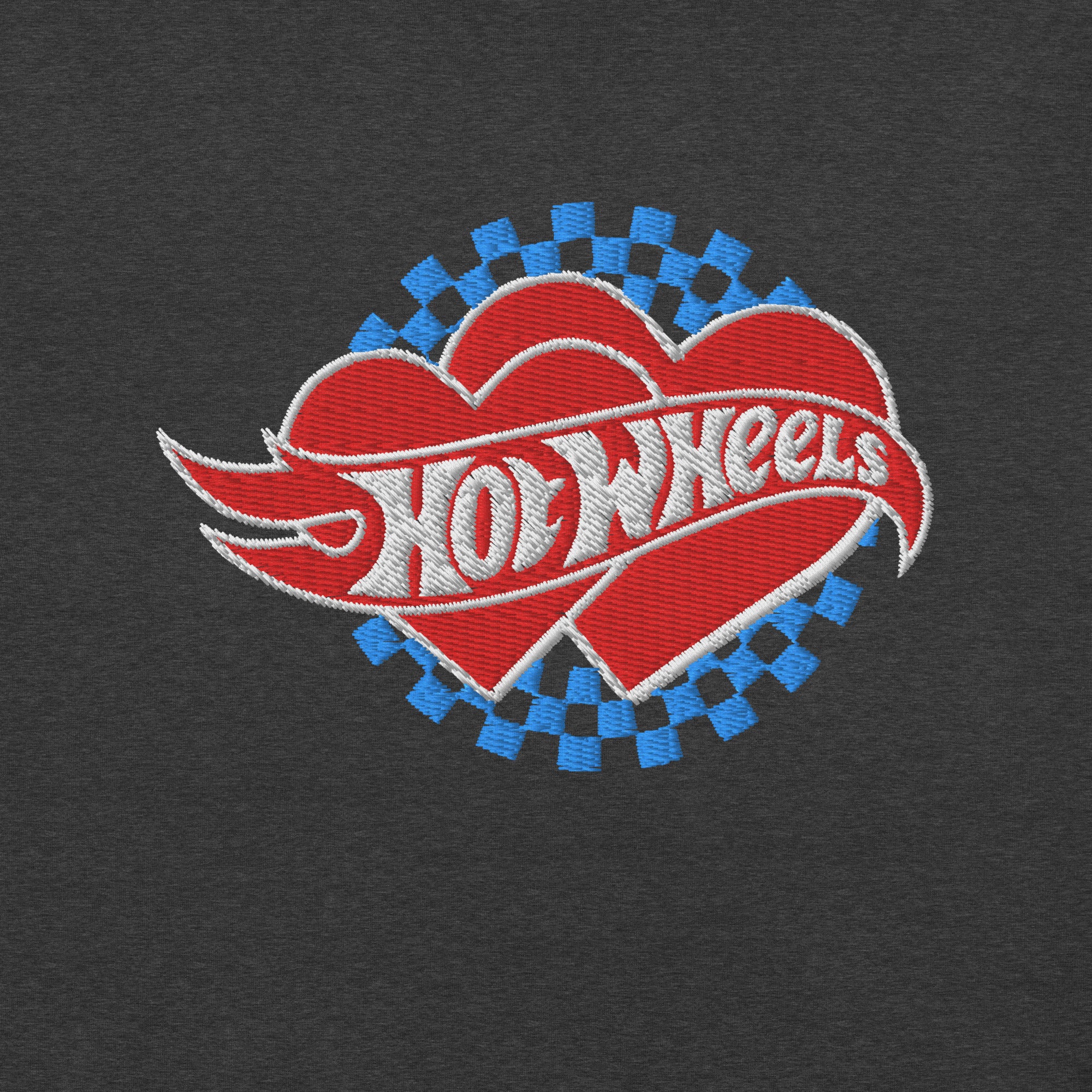 Mattel Creations Hot Wheels Embroidered Checkered Hearts T-Shirt