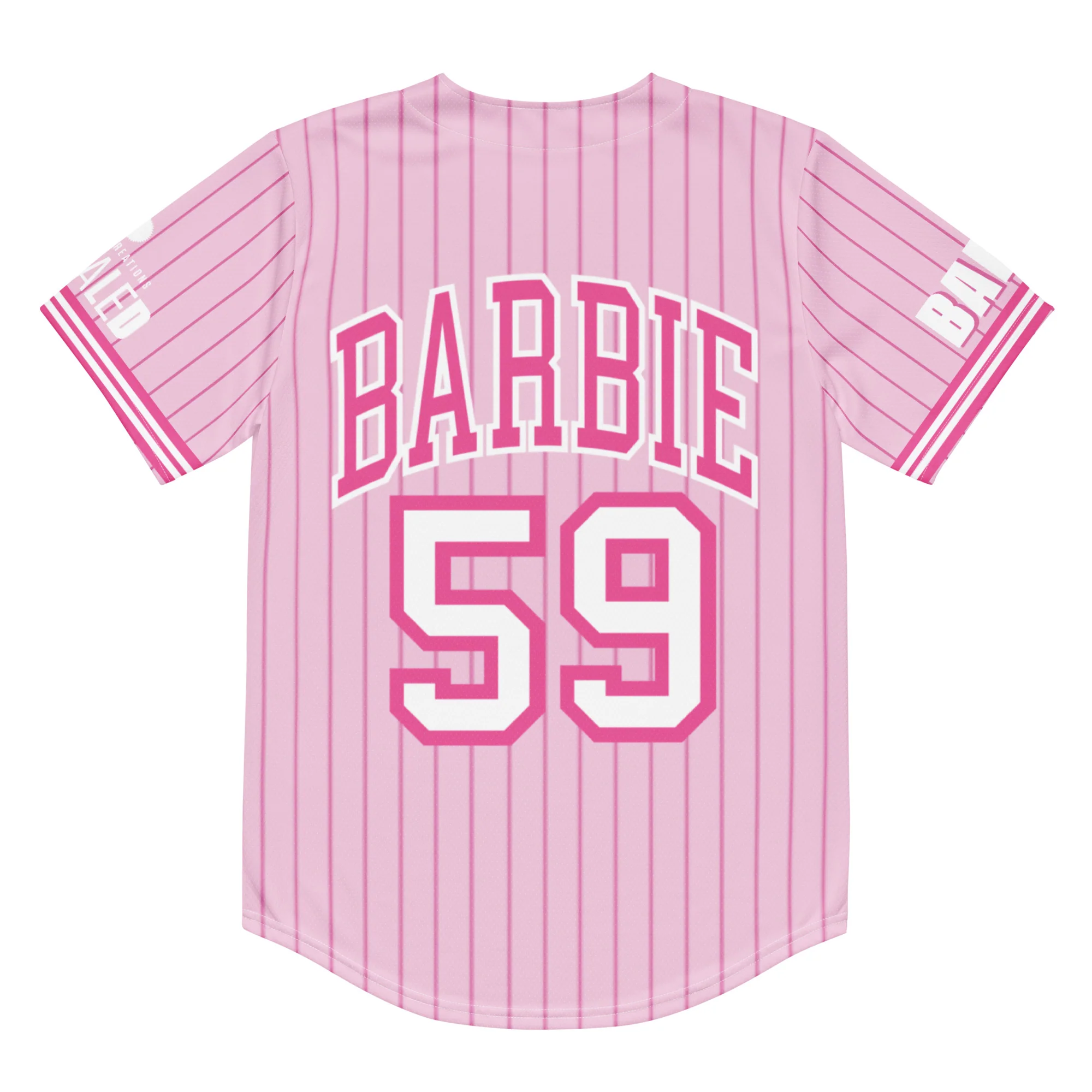 Mattel Creations Barbie Pink Striped Baseball Jersey