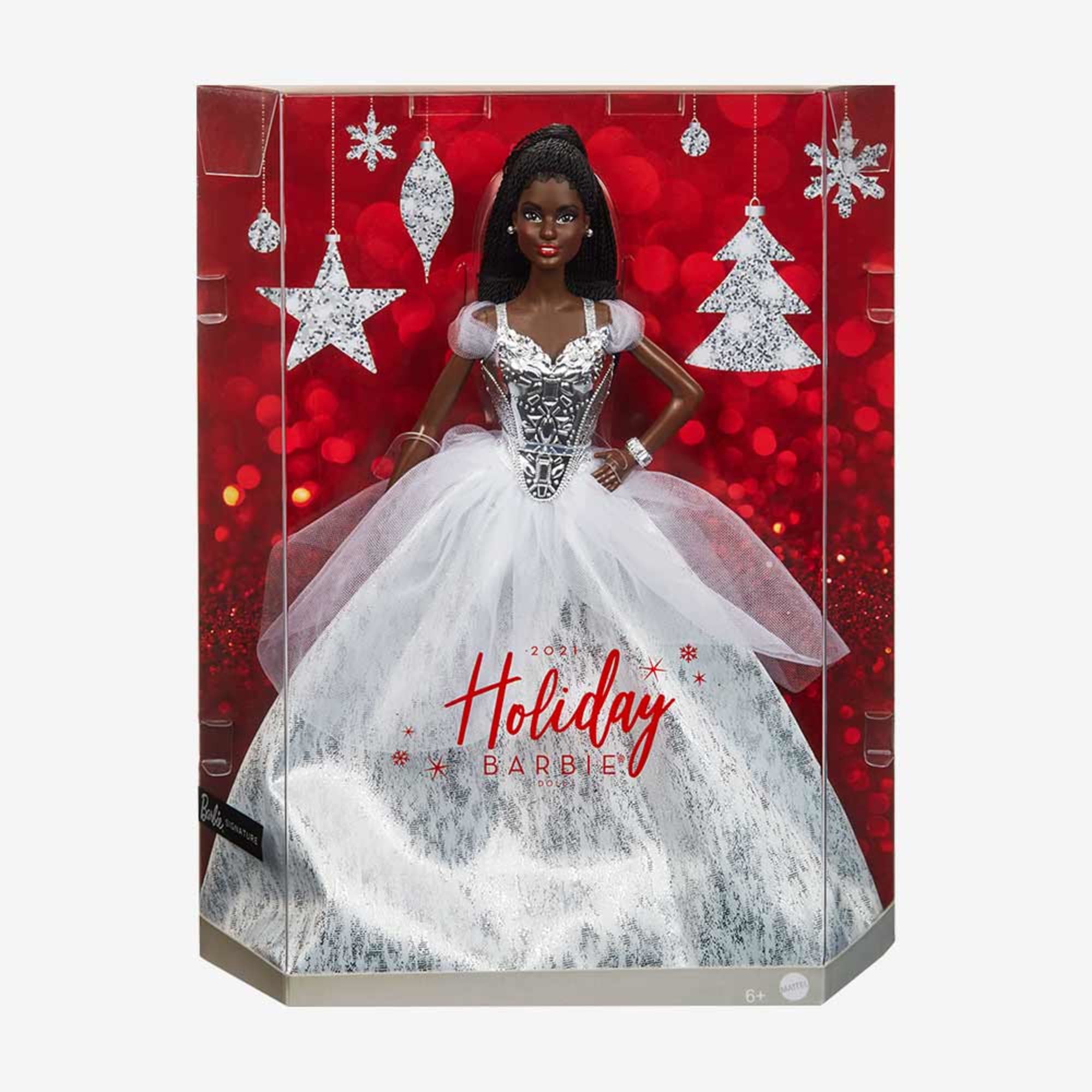 Mattel Creations 2021 Holiday Barbie Doll, Brunette Braids