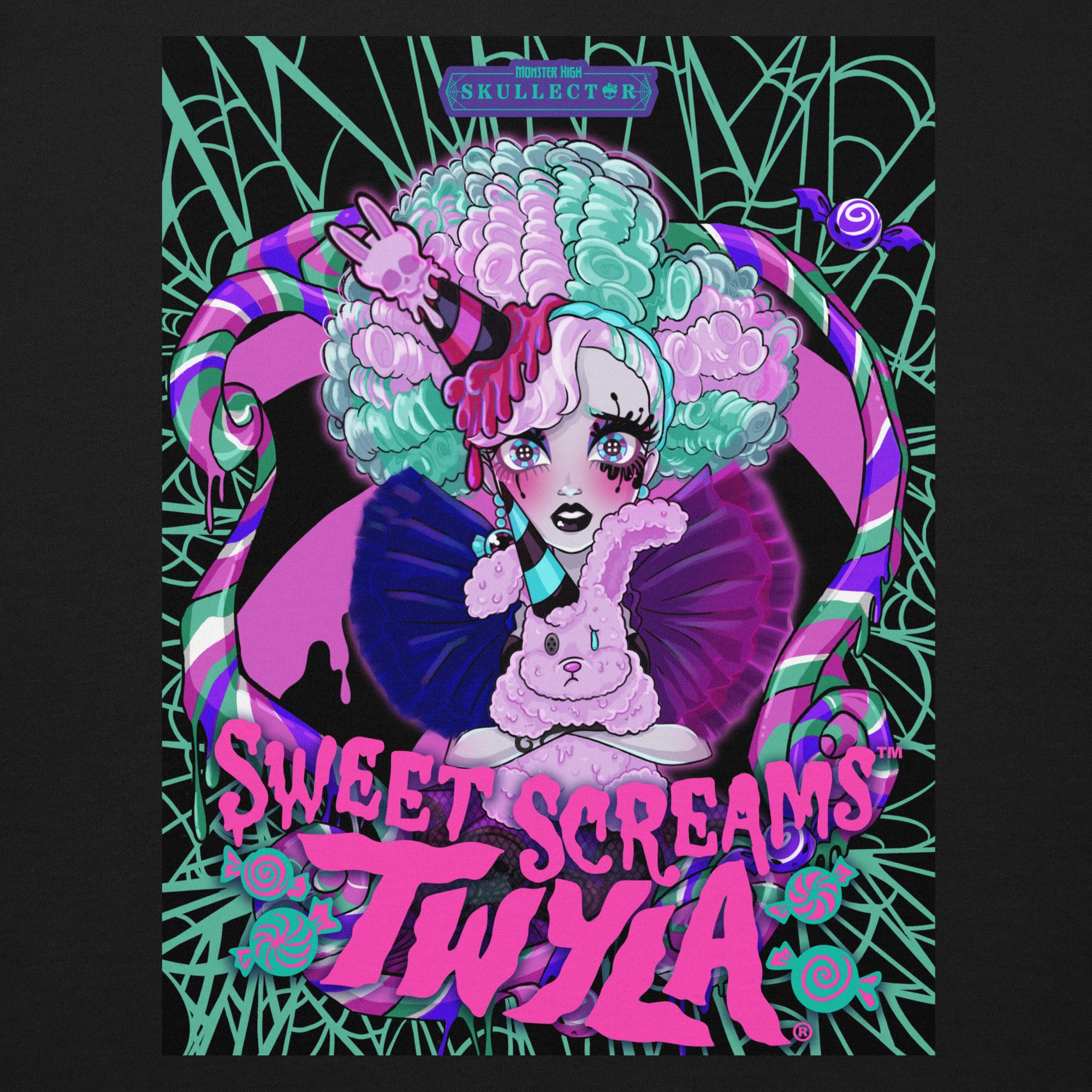 Mattel Creations Monster High Sweet Scream Twyla Embroidered Black Sweatshirt