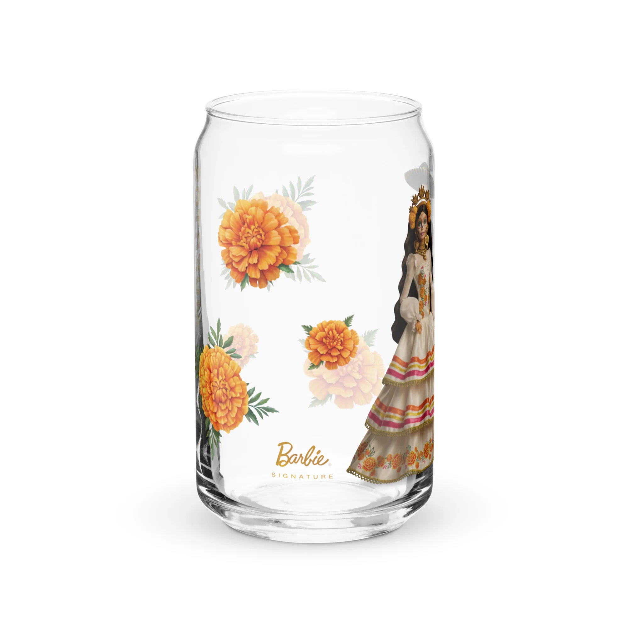 Mattel Creations Barbie Día de Muertos Marigolds Clear Glass