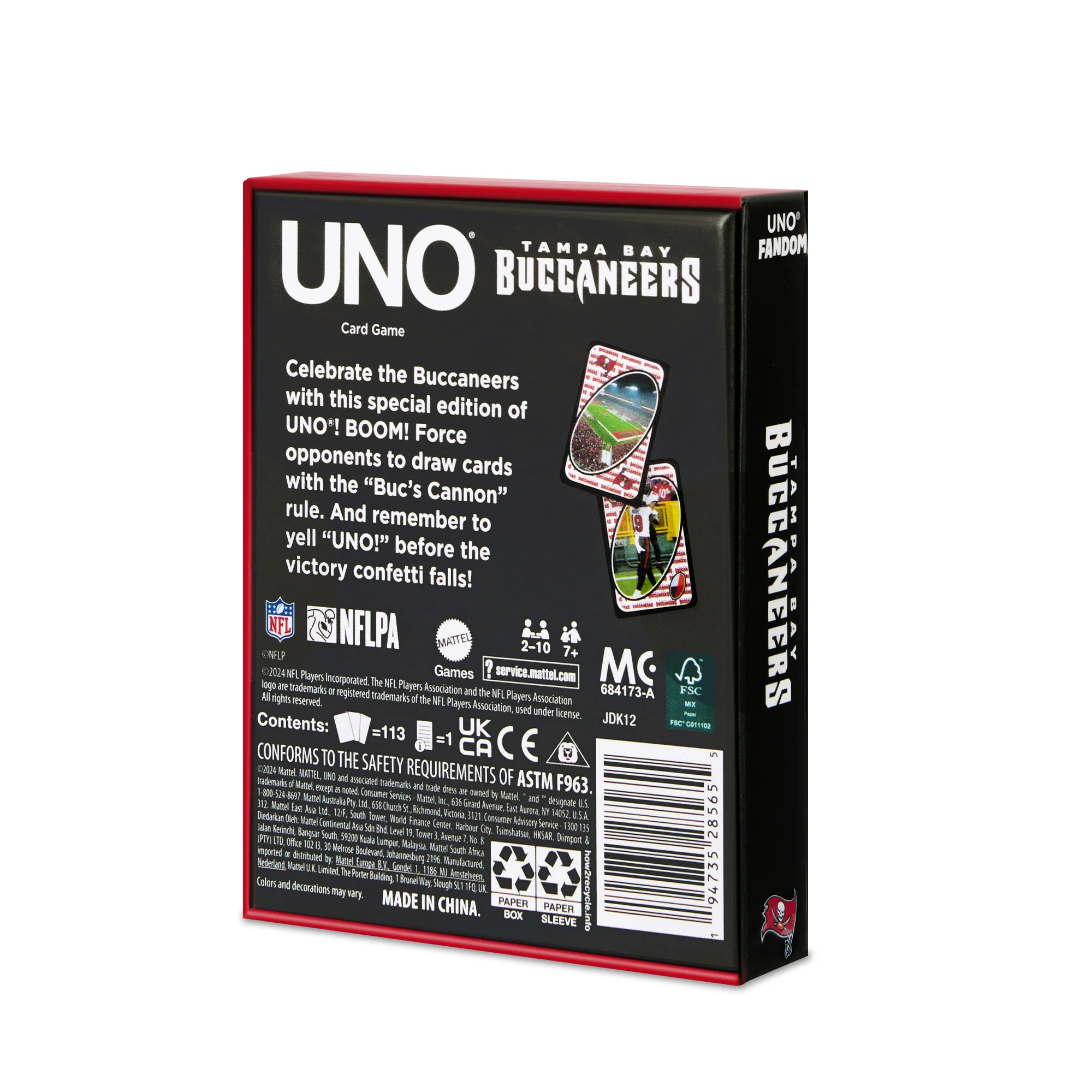 Mattel Creations UNO Fandom NFL Tampa Bay Buccaneers Game Deck