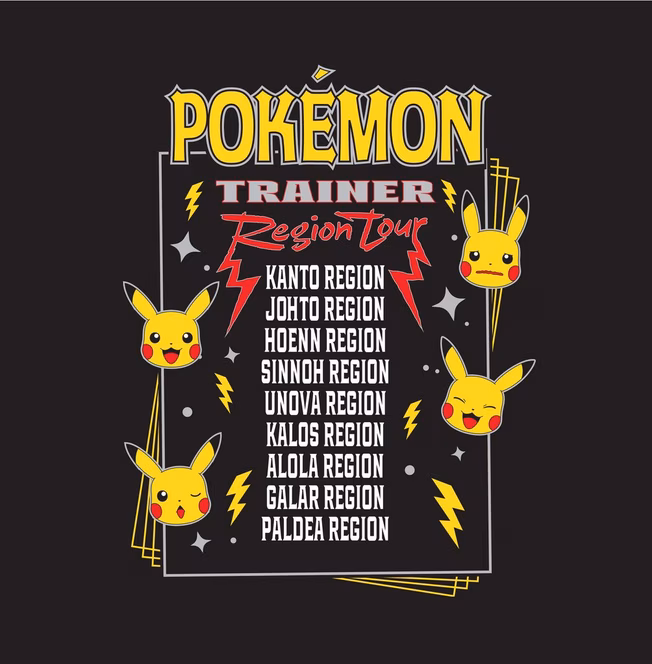 GameStop Pokemon Pikachu Pika Tour Unisex Short Sleeve Graphic T-Shirt GameStop Exclusive