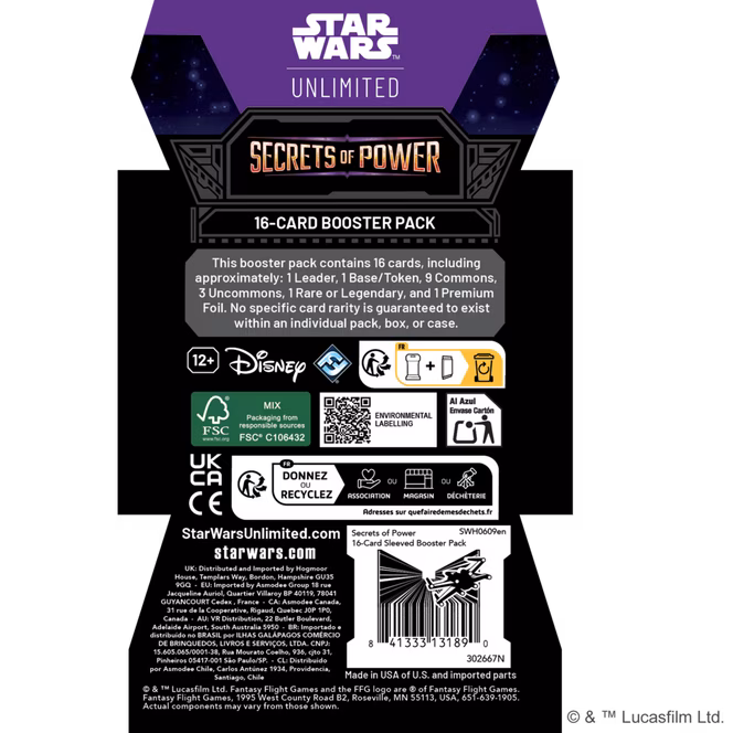 GameStop Star Wars: Unlimited TCG Secrets of Power: Sleeved Booster Pack