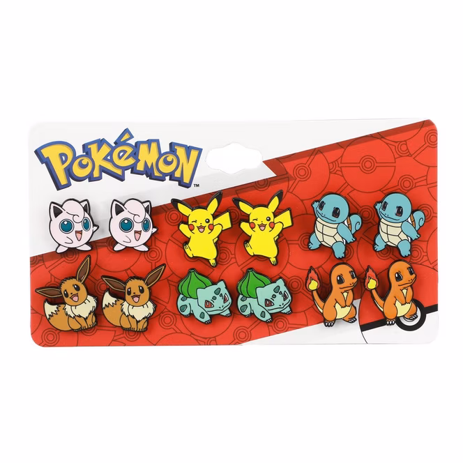 GameStop Pokemon Characters Stud Earring Set 6-Pack