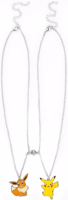 GameStop Pokemon Eevee and Pikachu Bestie Necklace Set with Magnetic Pokeball