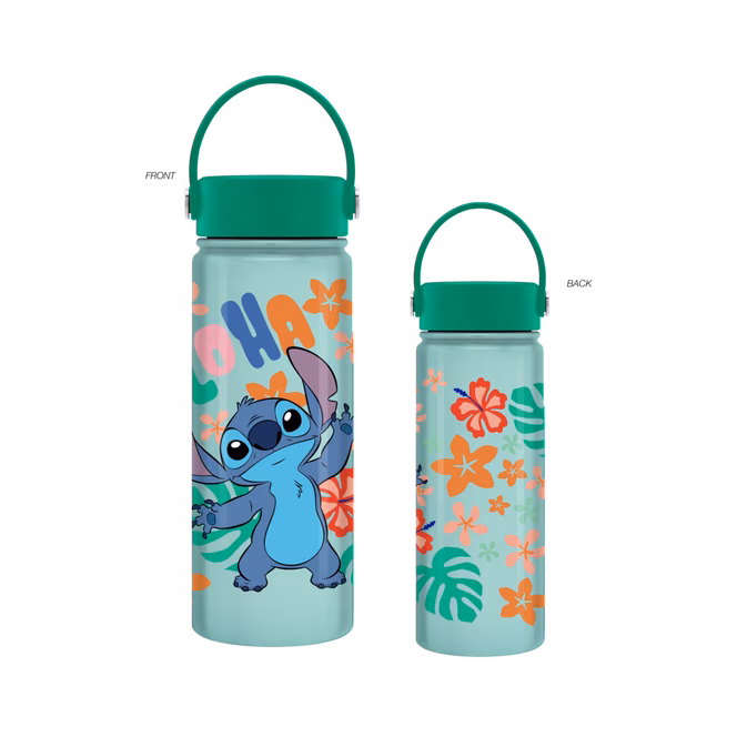 GameStop Lilo and Stitch Aloha Stitch Leaves and Flowers 20oz. Stainless Steel Water Bottle