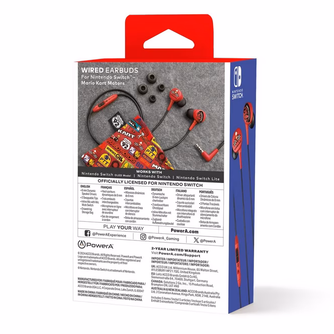 GameStop PowerA Wired Earbuds for Nintendo Switch - Mario Kart Motors