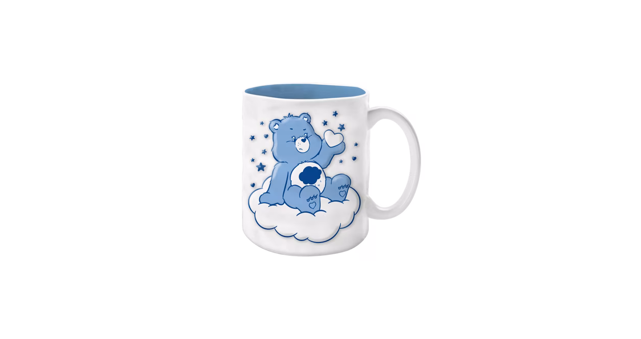 GameStop Care Bears Grumpy Bear Cloud Wax Resist 17oz Ceramic Pottery Mug