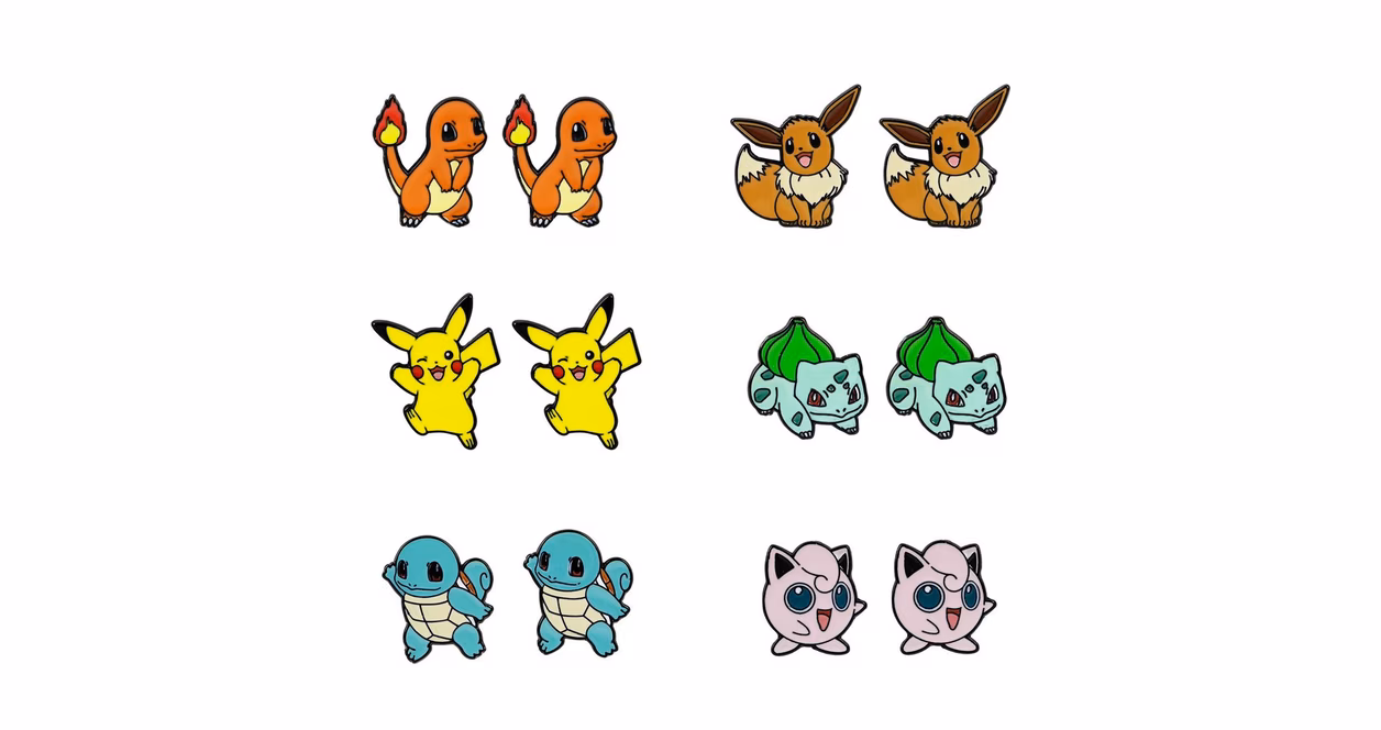 GameStop Pokemon Characters Stud Earring Set 6-Pack