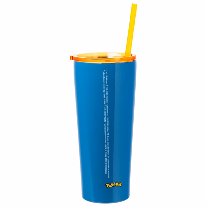 GameStop Pokemon Snorlax Pose Panels Double Walled Stainless Steel 22oz Tumbler with Straw