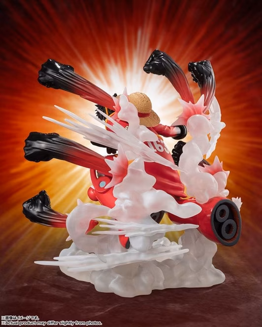 GameStop Bandai One Piece S.H. FiguartsZero Tamashii Nations Monkey D. Luffy (Egghead arc) Gum-Gum Hawk Gatling Extra Battle Figure