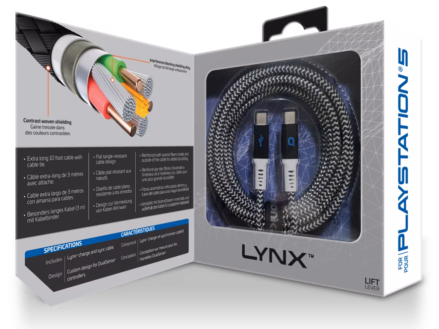 GameStop bionik Lynx USB-C Charging Cable for PlayStation 5 10-ft