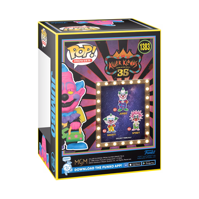 GameStop Funko Box: Killer Klowns from Outer Space 35th Anniversary (Black Light Pop! Figures) Collector's Box GameStop Exclusive