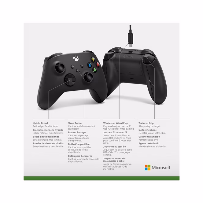 GameStop Microsoft Xbox Series X Wireless Controller with USB-C Cable